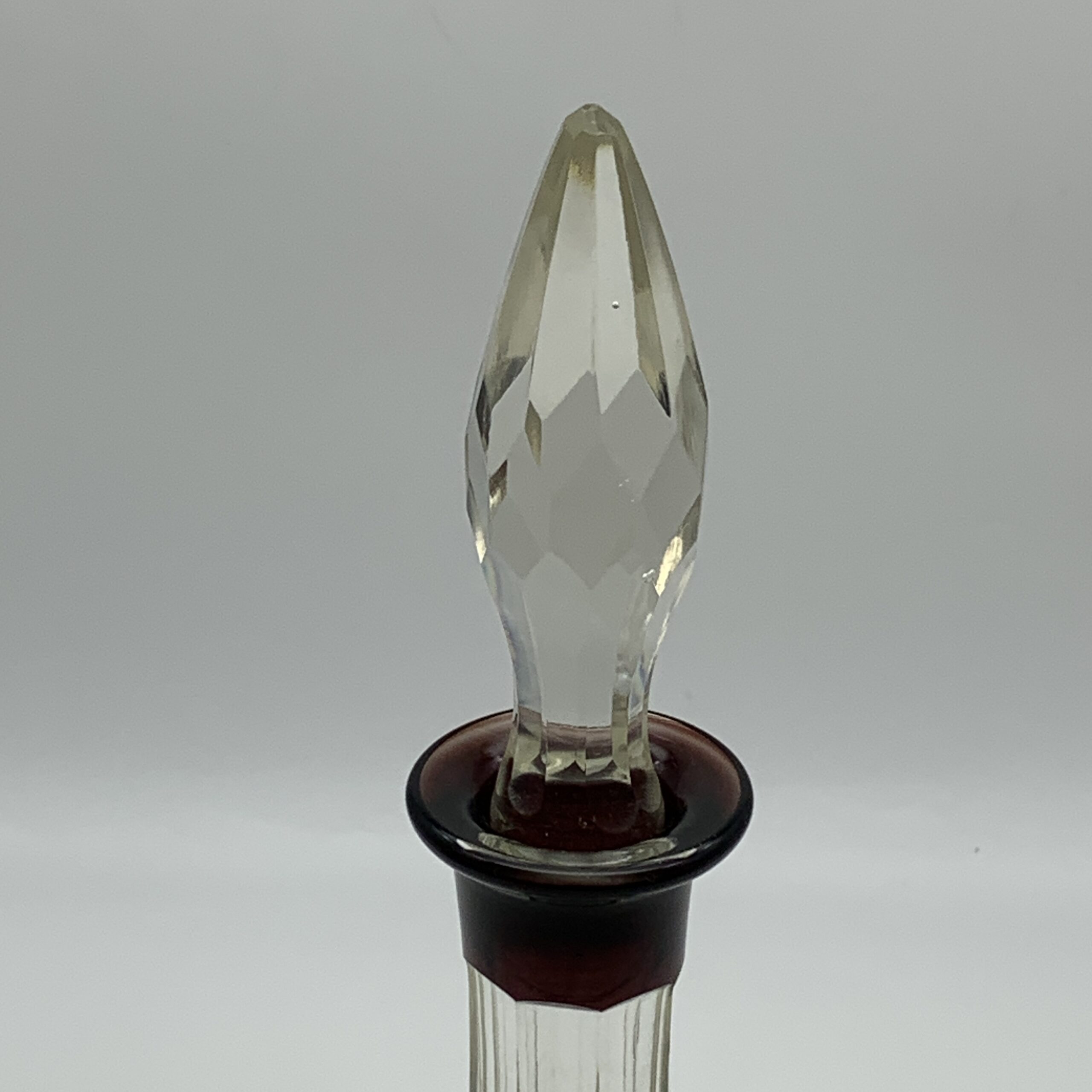 Early Garnet Red Bohemian Crystal Decanter - Image 8