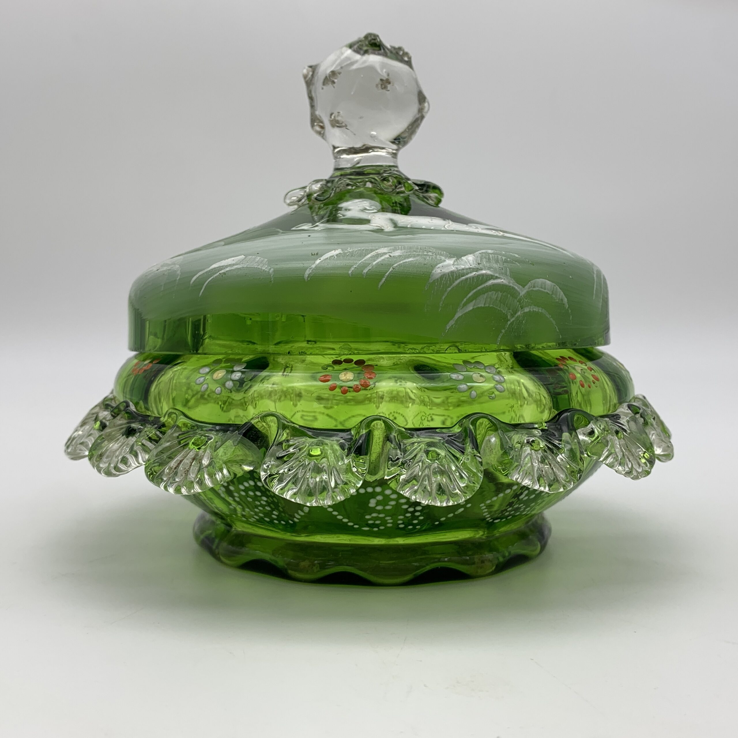 Antique ‘Mary Gregory’ Enamelled Glass Bowl & Lid - Image 4