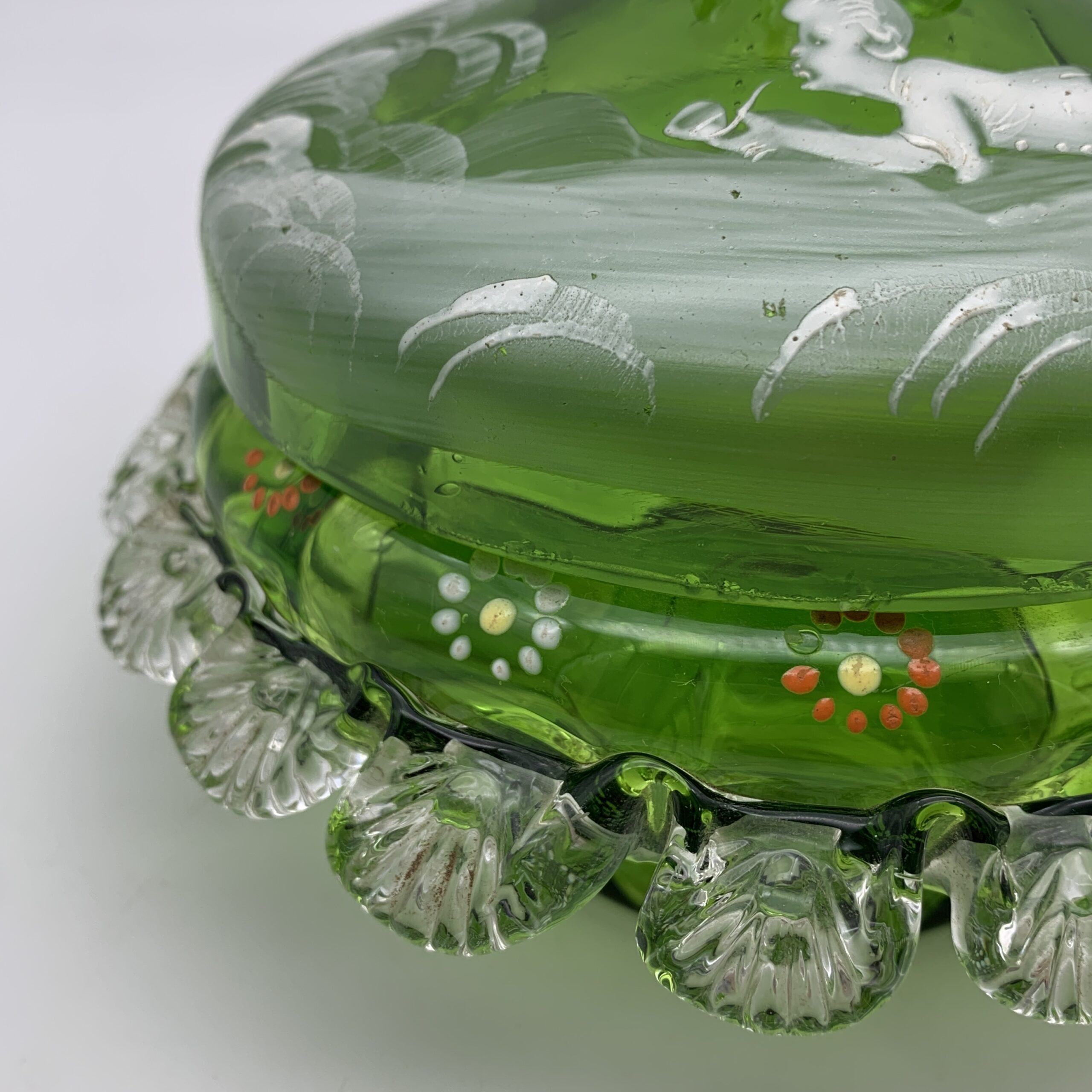Antique ‘Mary Gregory’ Enamelled Glass Bowl & Lid - Image 5