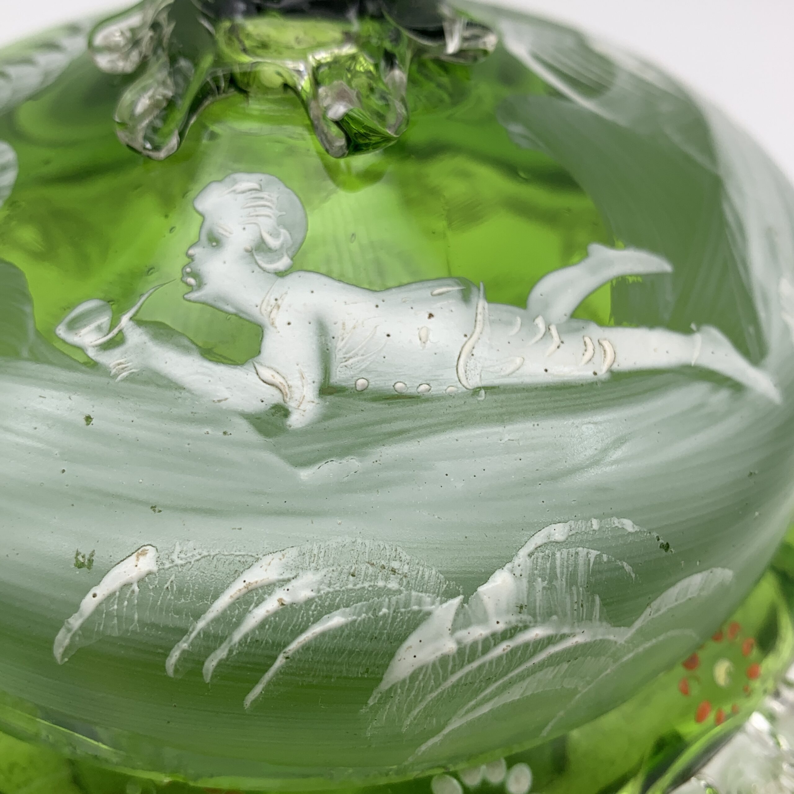 Antique ‘Mary Gregory’ Enamelled Glass Bowl & Lid - Image 3