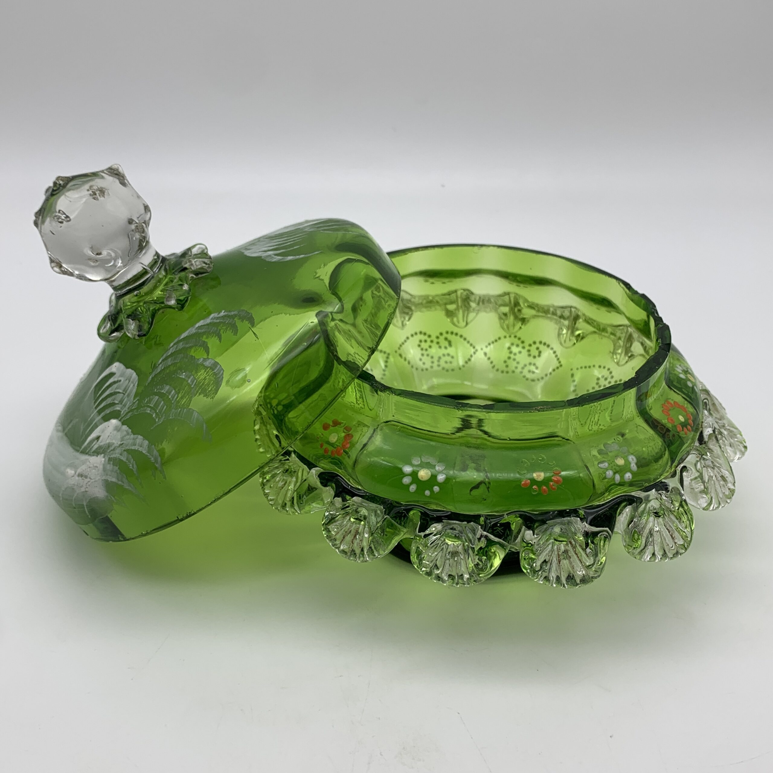 Antique ‘Mary Gregory’ Enamelled Glass Bowl & Lid - Image 6