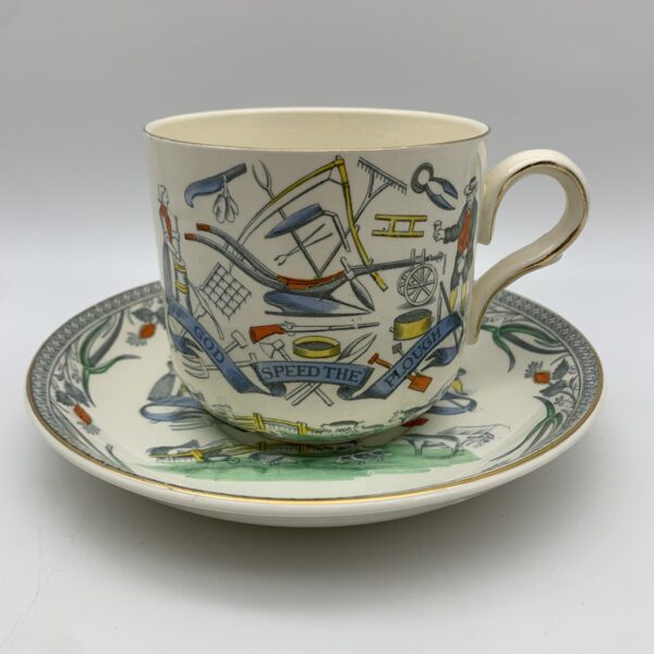Large Antique ‘Farmers Arms’ Cider Mug & Saucer (Burgess & Leigh)