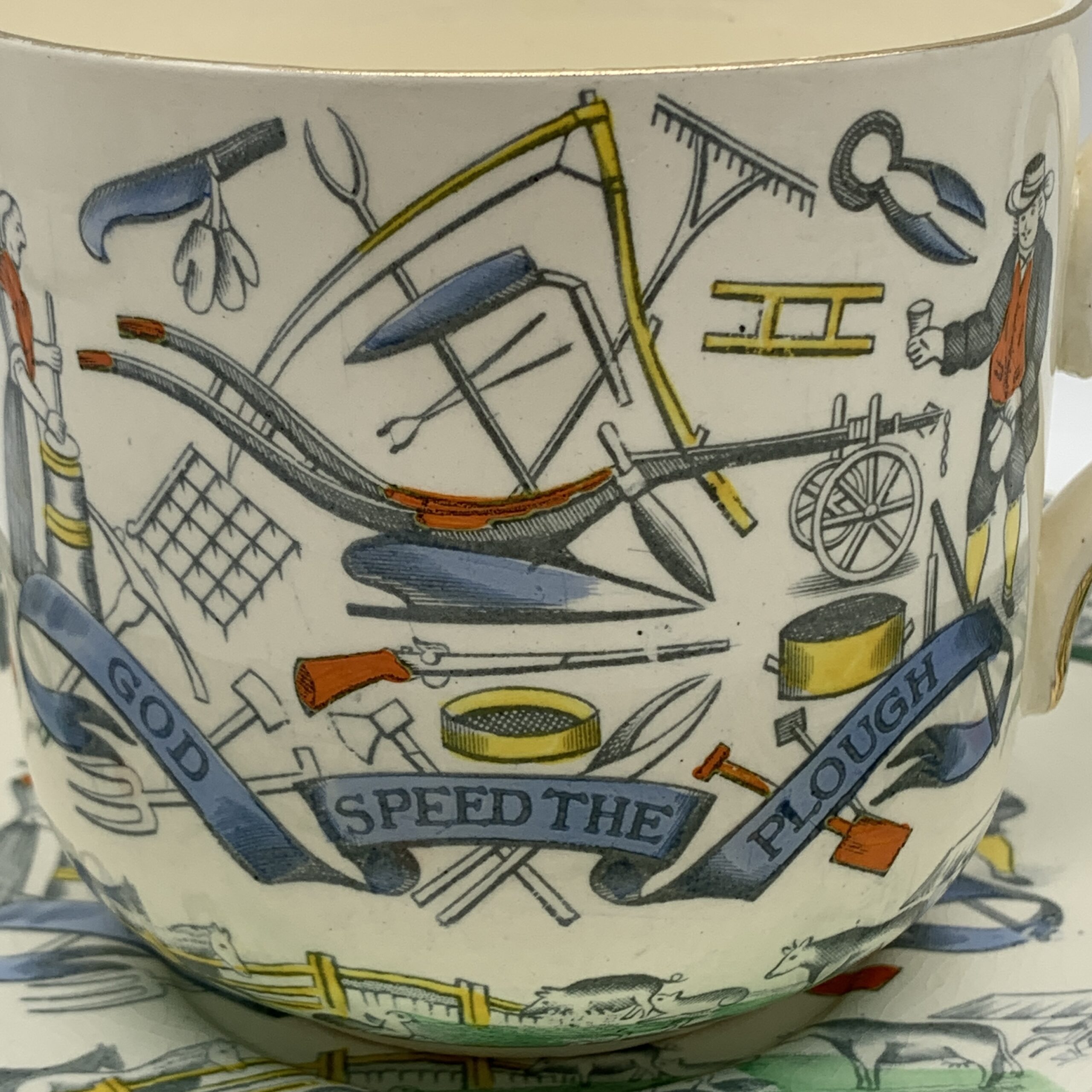 Large Antique ‘Farmers Arms’ Cider Mug & Saucer (Burgess & Leigh) - Image 3