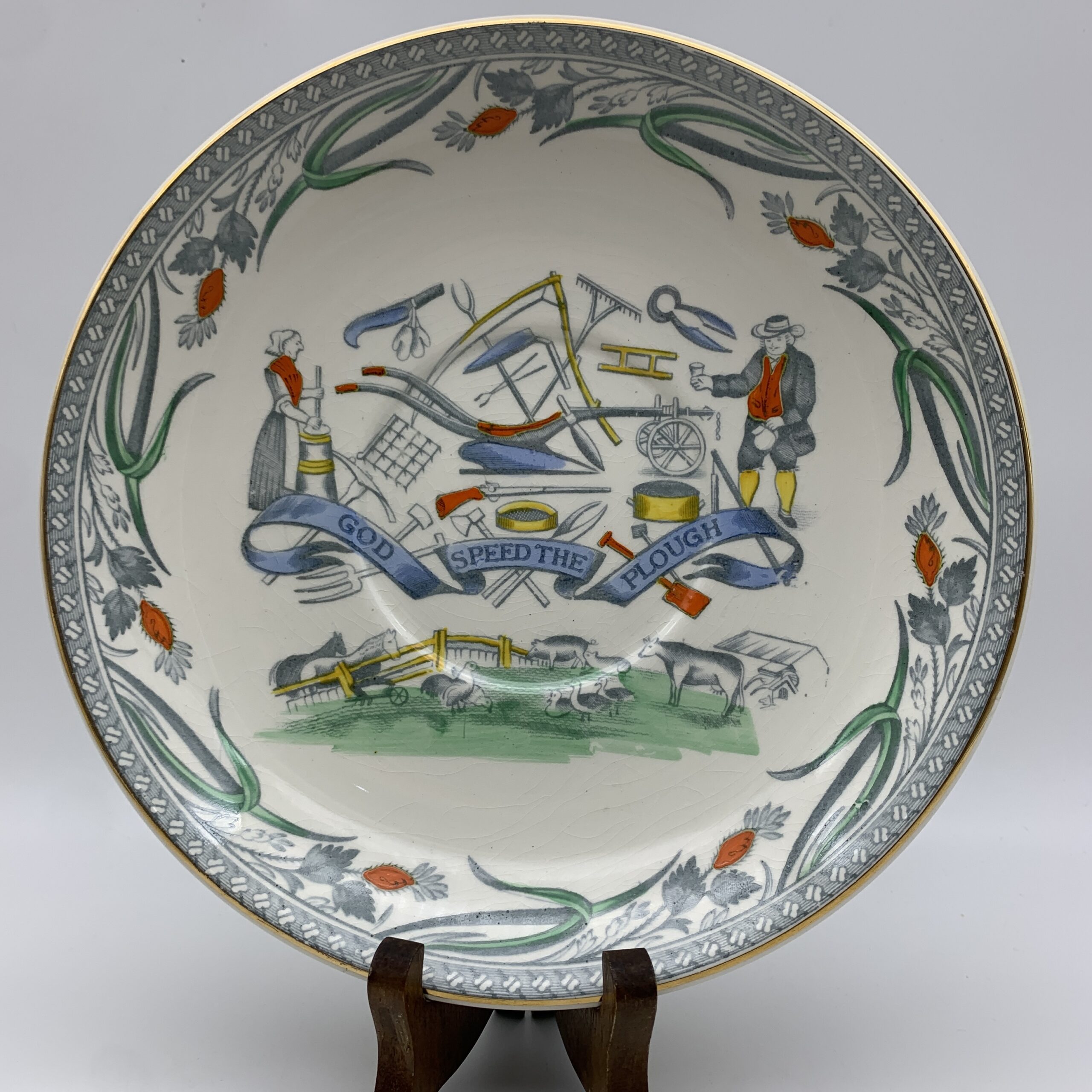 Large Antique ‘Farmers Arms’ Cider Mug & Saucer (Burgess & Leigh) - Image 9