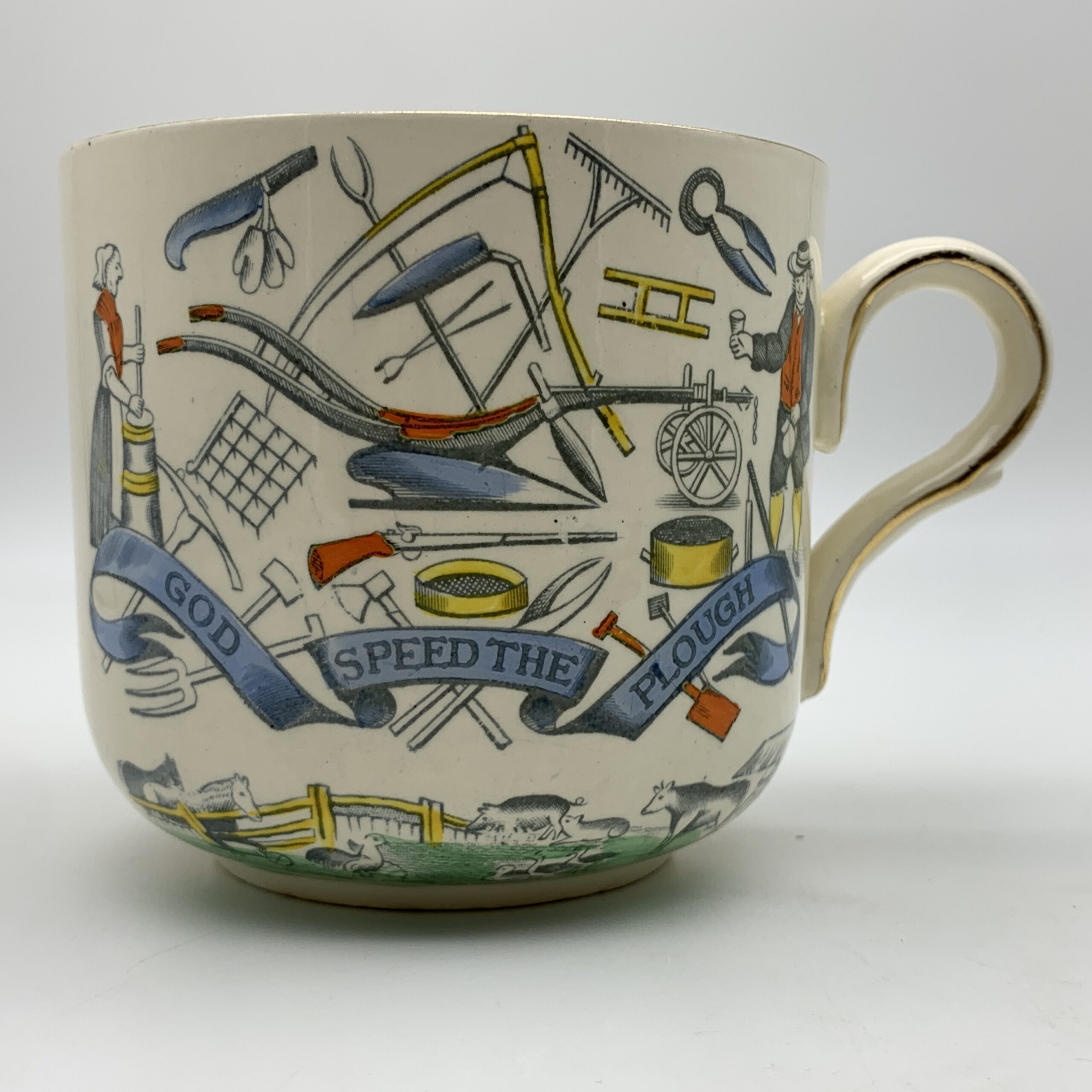 Large Antique ‘Farmers Arms’ Cider Mug & Saucer (Burgess & Leigh) - Image 2