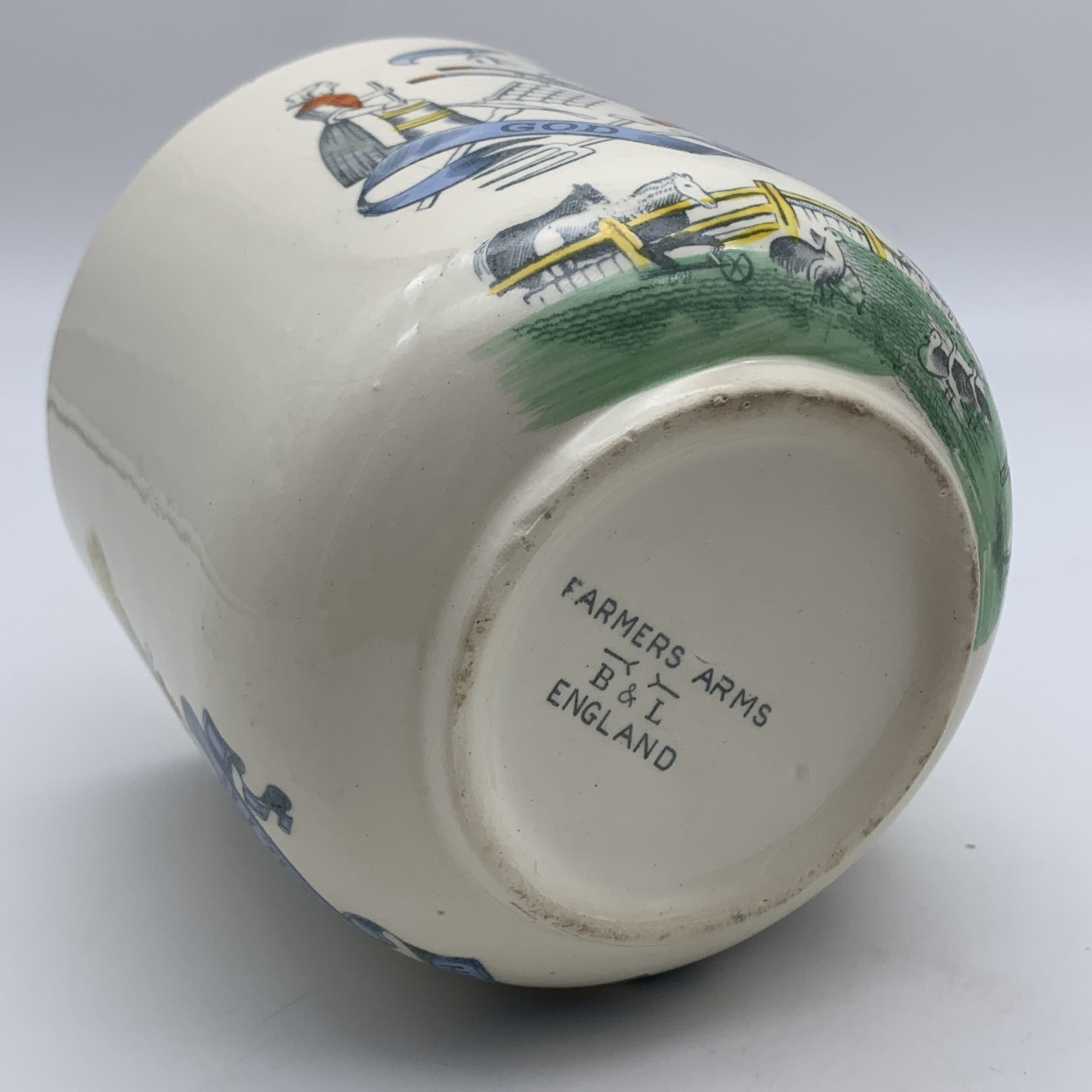 Large Antique ‘Farmers Arms’ Cider Mug & Saucer (Burgess & Leigh) - Image 8