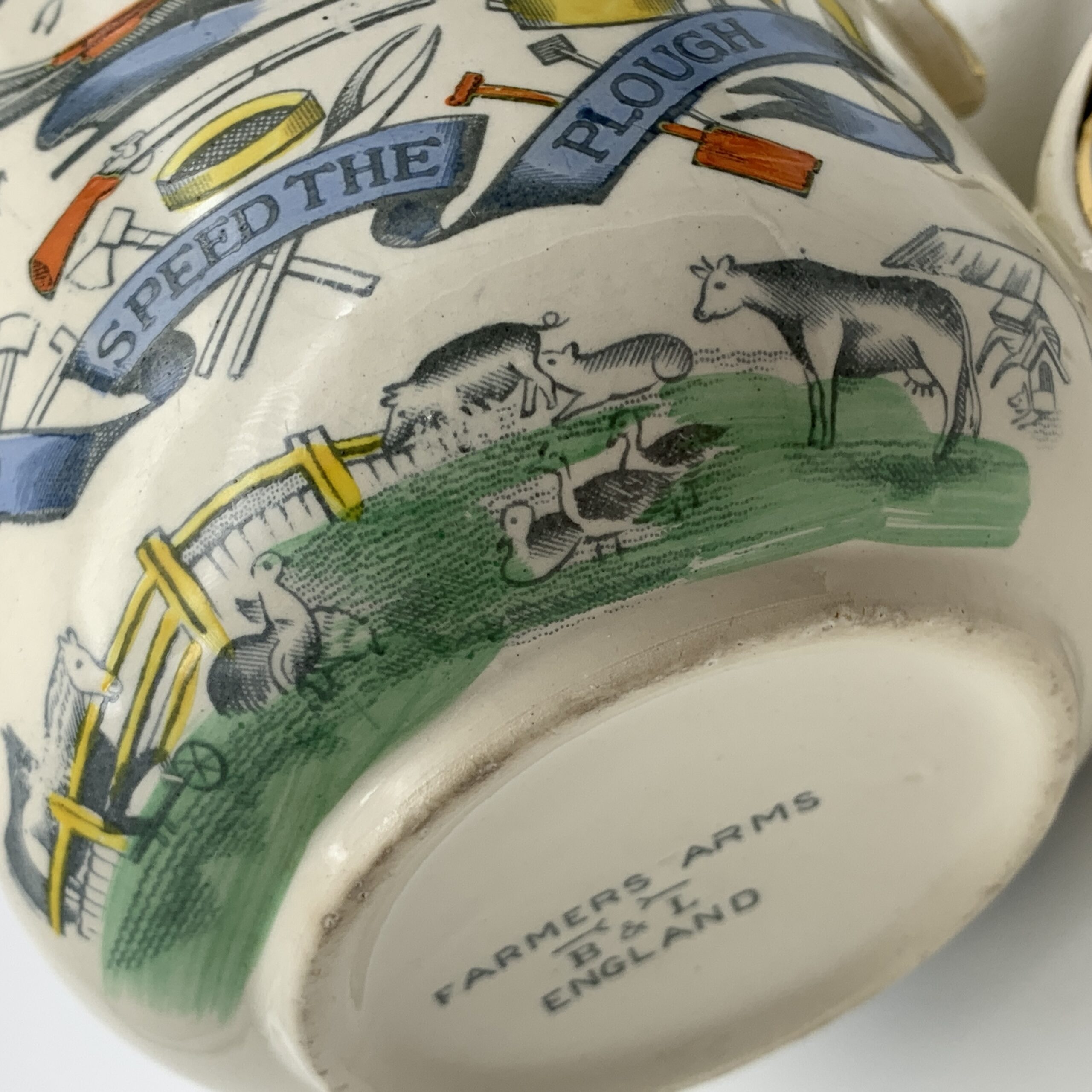 Large Antique ‘Farmers Arms’ Cider Mug & Saucer (Burgess & Leigh) - Image 6