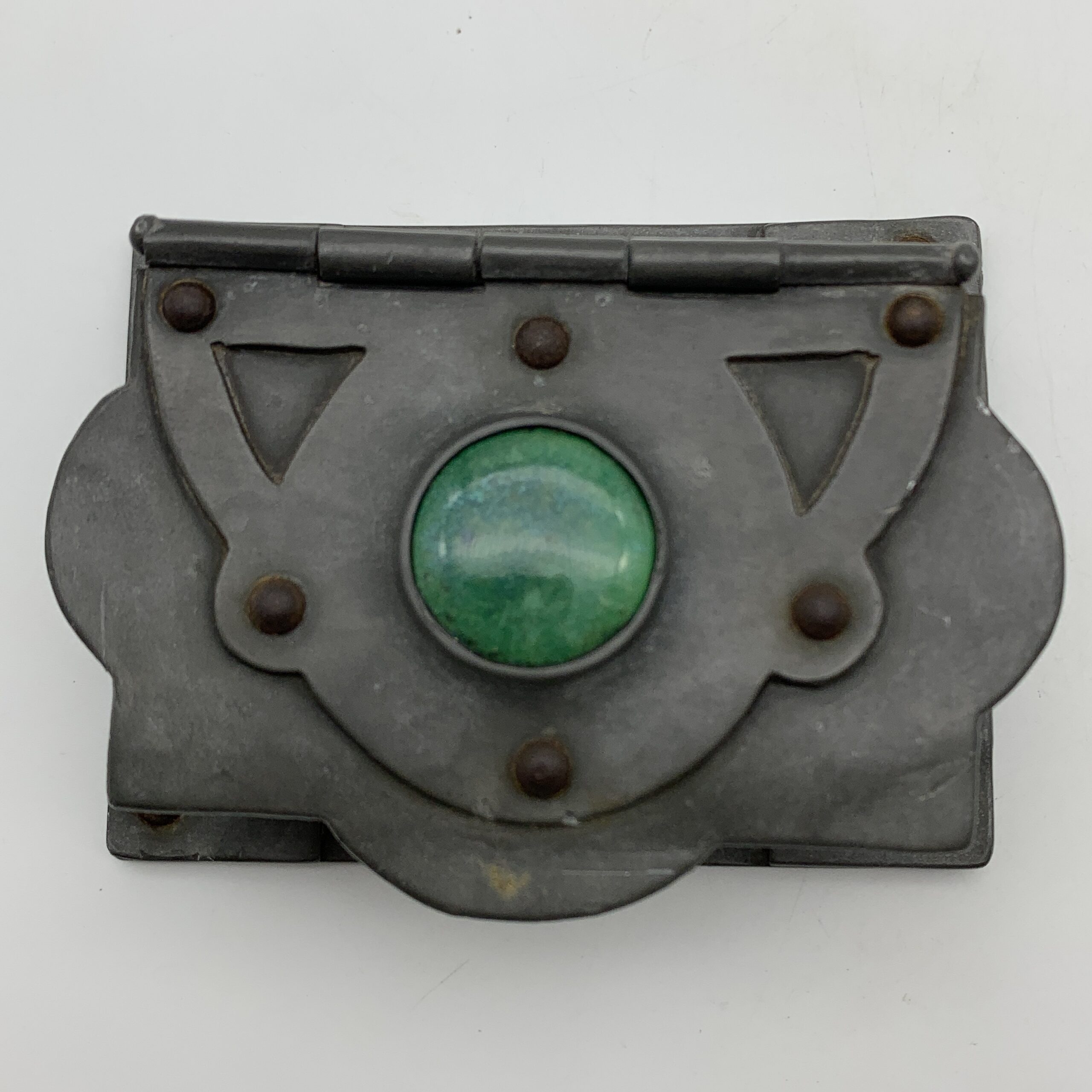 Rare ‘Arts & Crafts’ Pewter & Ruskin Cabochon Box - Image 2