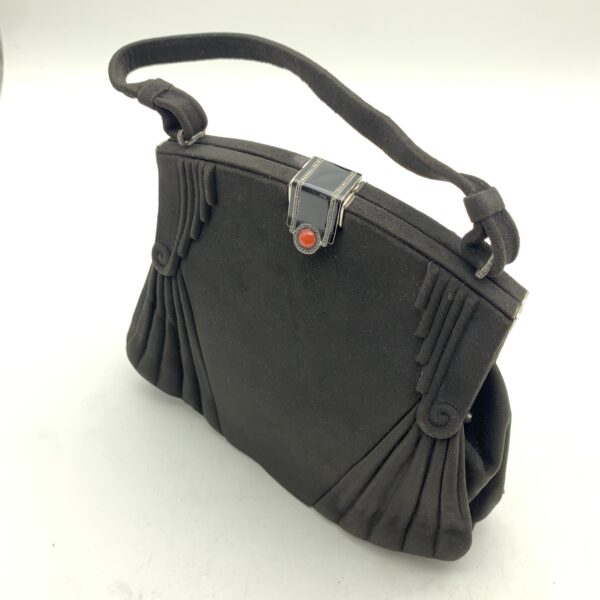 French ‘Art Deco’ Evening Bag’ with Silver Enamelled Clasp