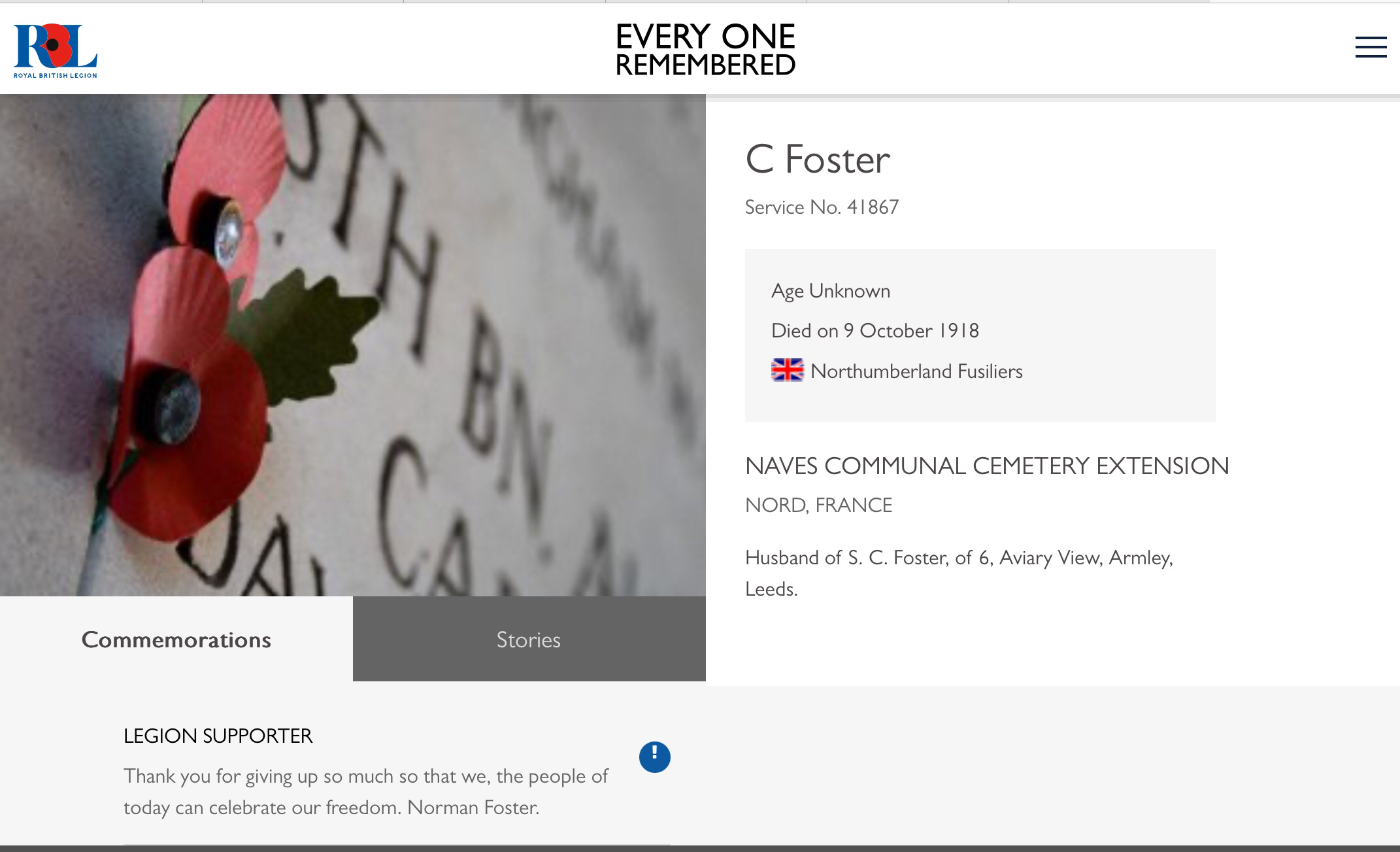 WW1 – ‘K.I.A.’ Pair of Medals to ‘PTE. C. FOSTER’ ‘North. D. Fus.’ (Cambrai) - Image 10