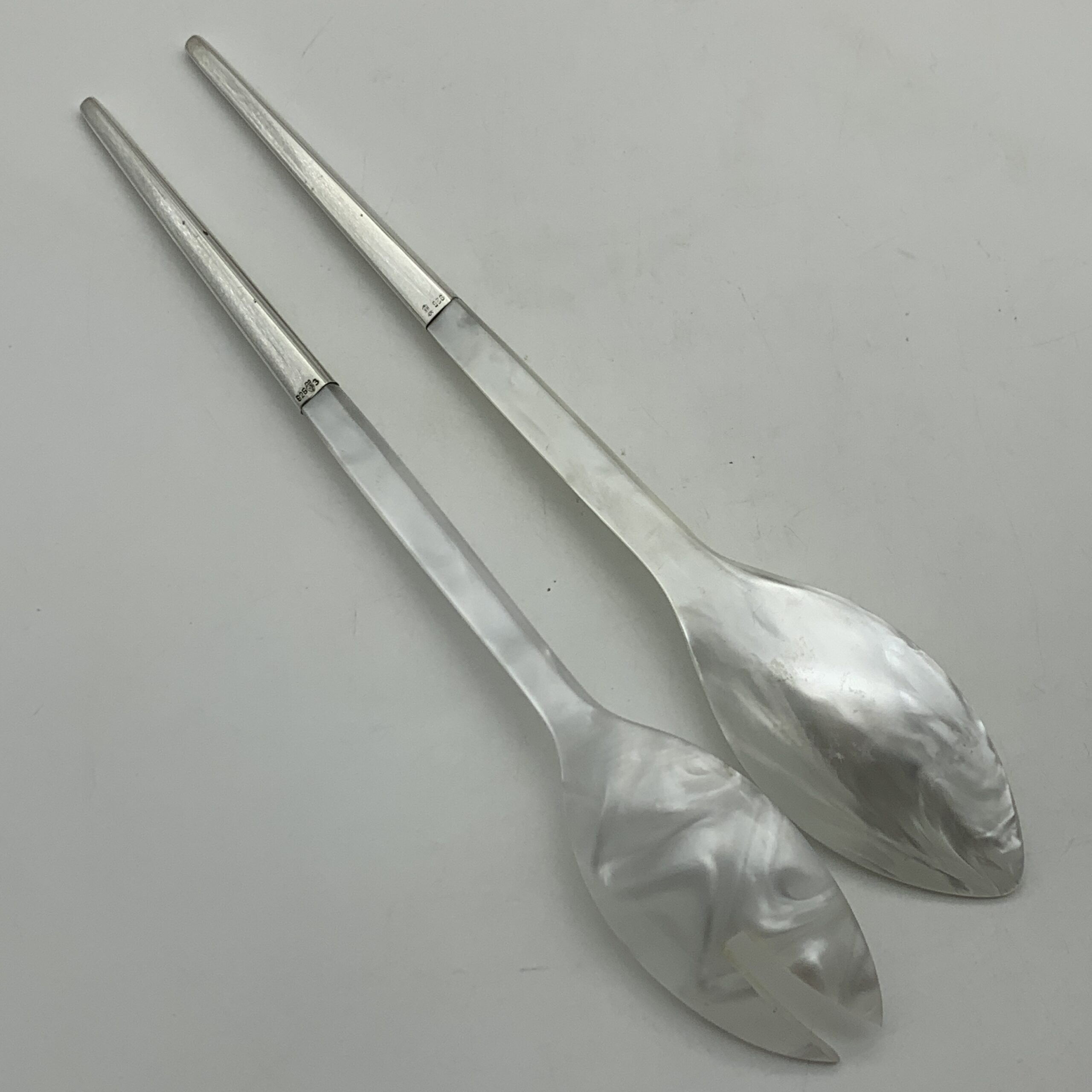Modernist Sterling Silver & Bakelite Salad Servers - Image 6