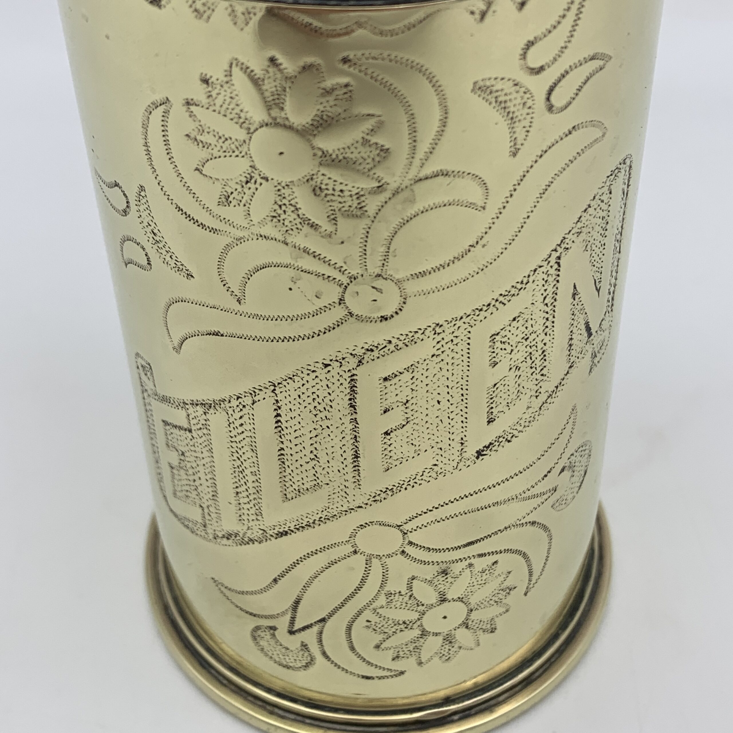 WW1 – POW/Trench Art ‘G. E. AFRICA’ Brass Shell Money Box - Image 2