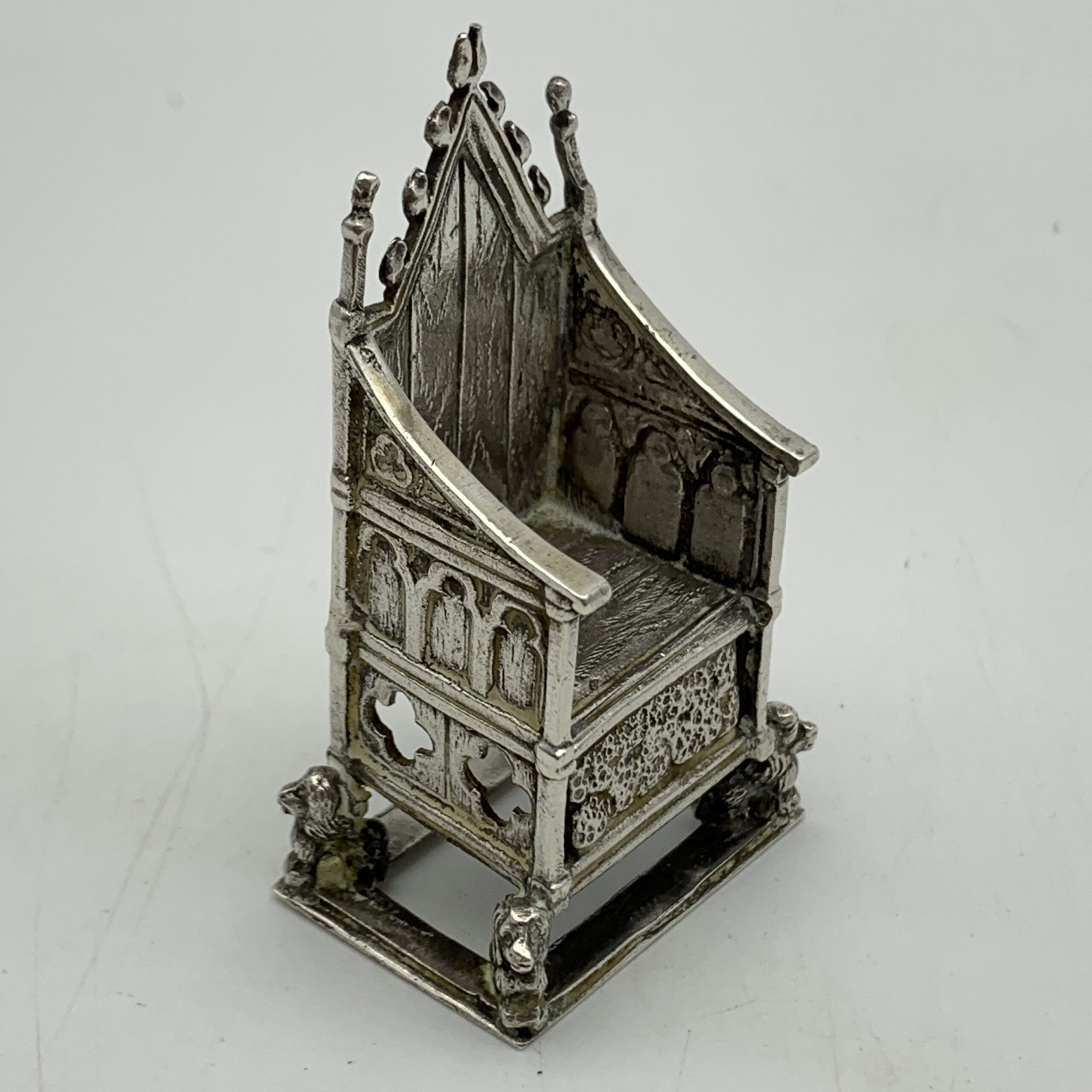 Antique Miniature Solid Silver ‘Coronation’ Throne (1910) - Image 2