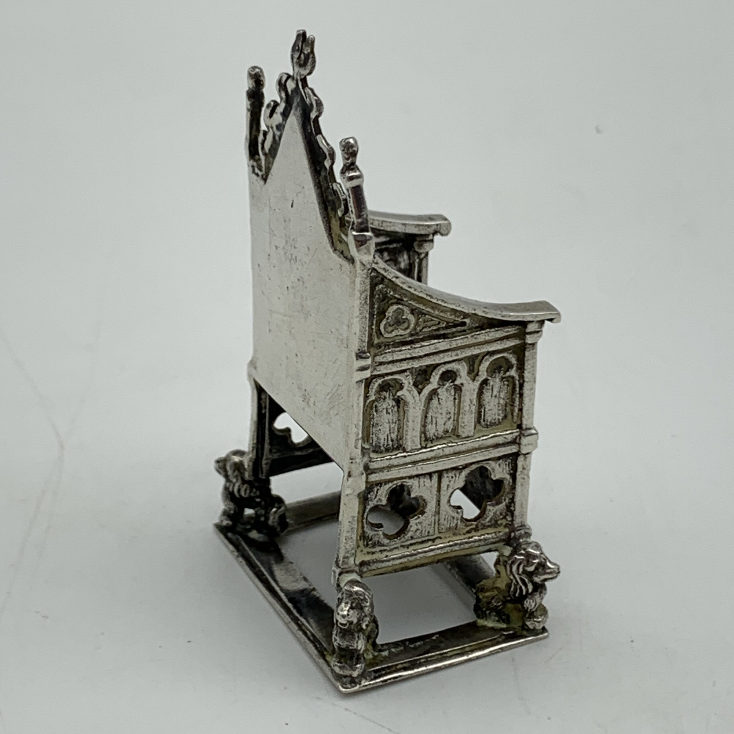 Antique Miniature Solid Silver ‘Coronation’ Throne (1910) - Image 4