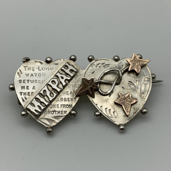 Antique Silver Double-Heart ‘Mizpah’ Brooch (1914)