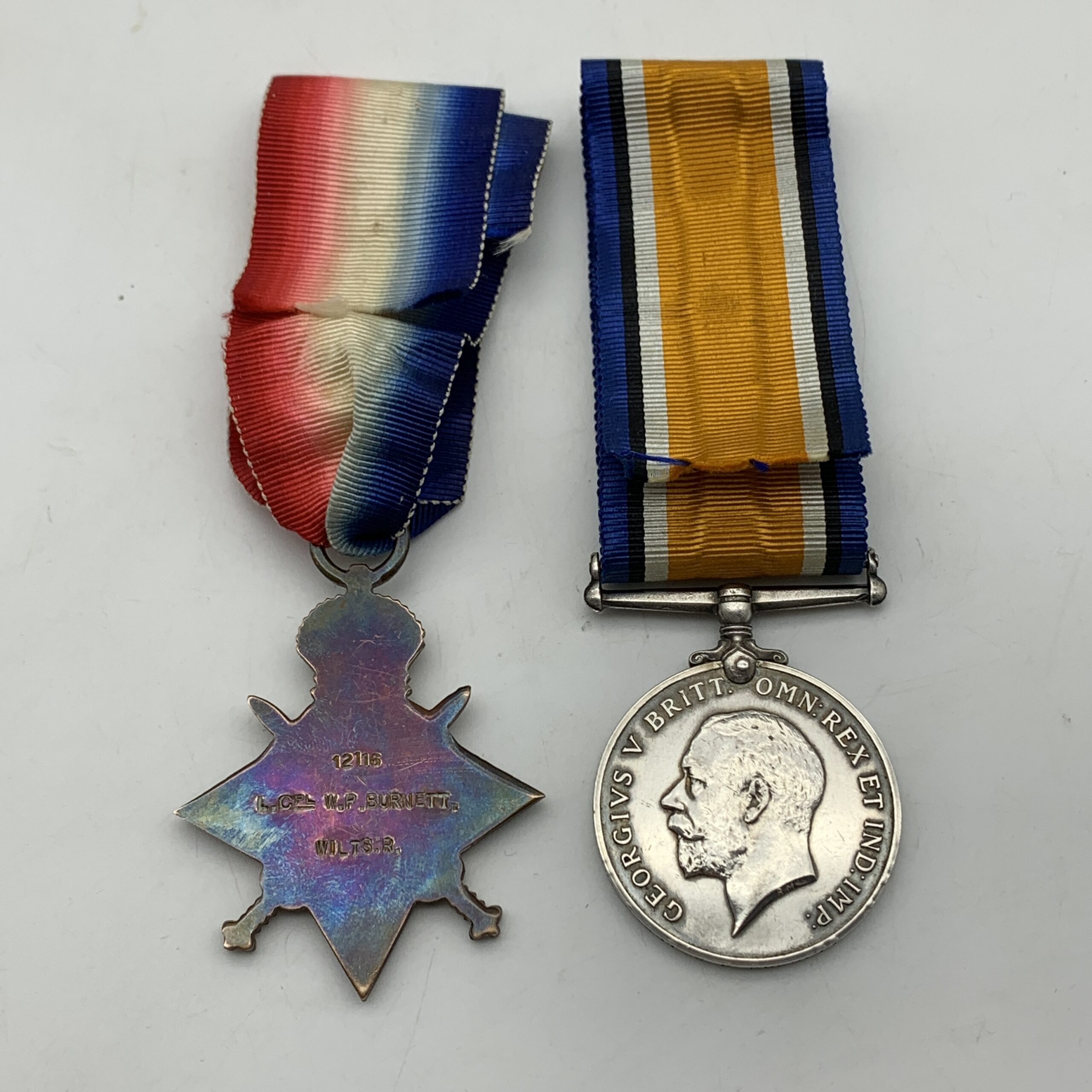 WW1 – ‘K.I.A.’ Medals to ‘C. SJT. W.P. BURNETT’ (Wiltshire Reg.) - Image 8