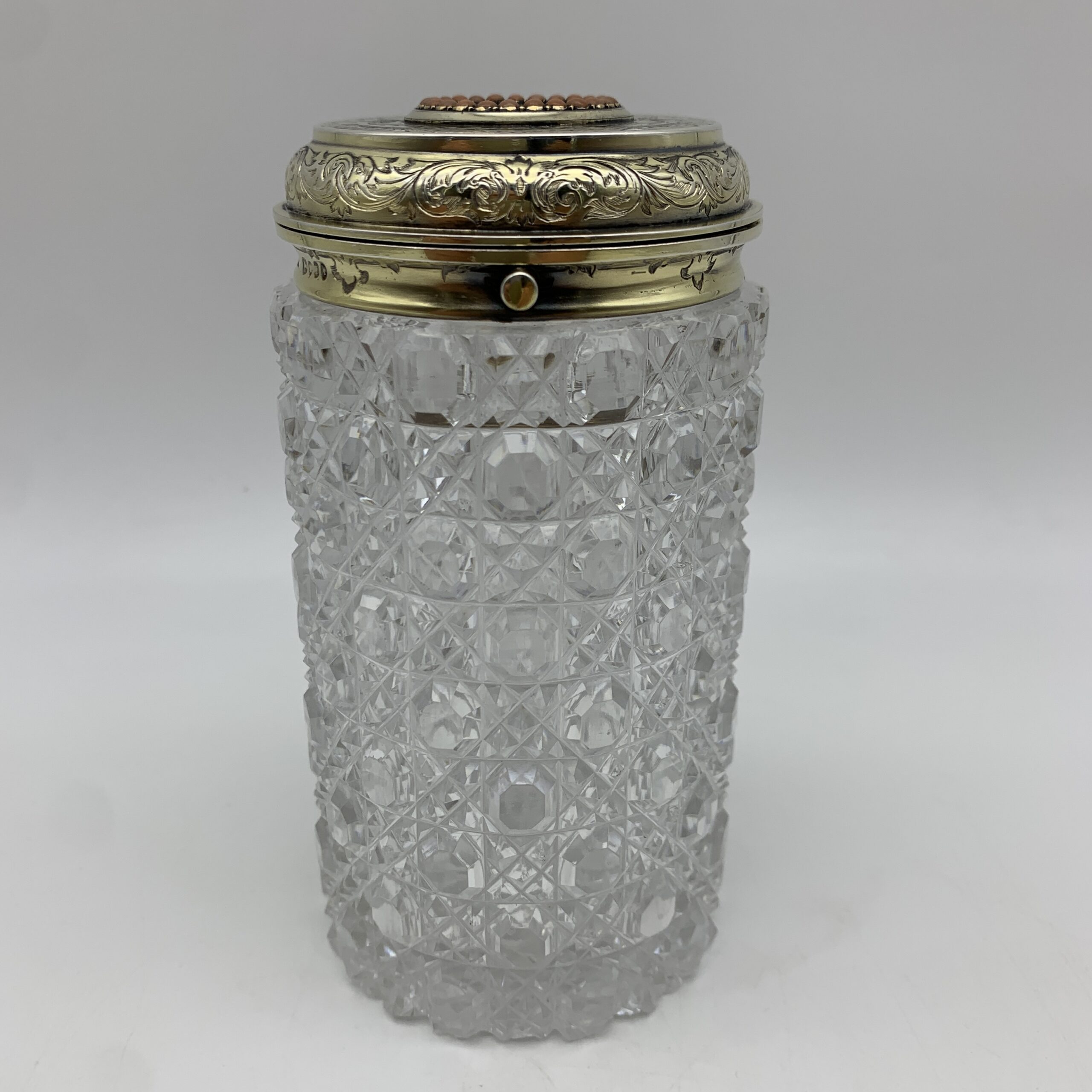 Fabulous Silver Gilt & Coral, Crystal Vanity Jar (1866) - Image 3