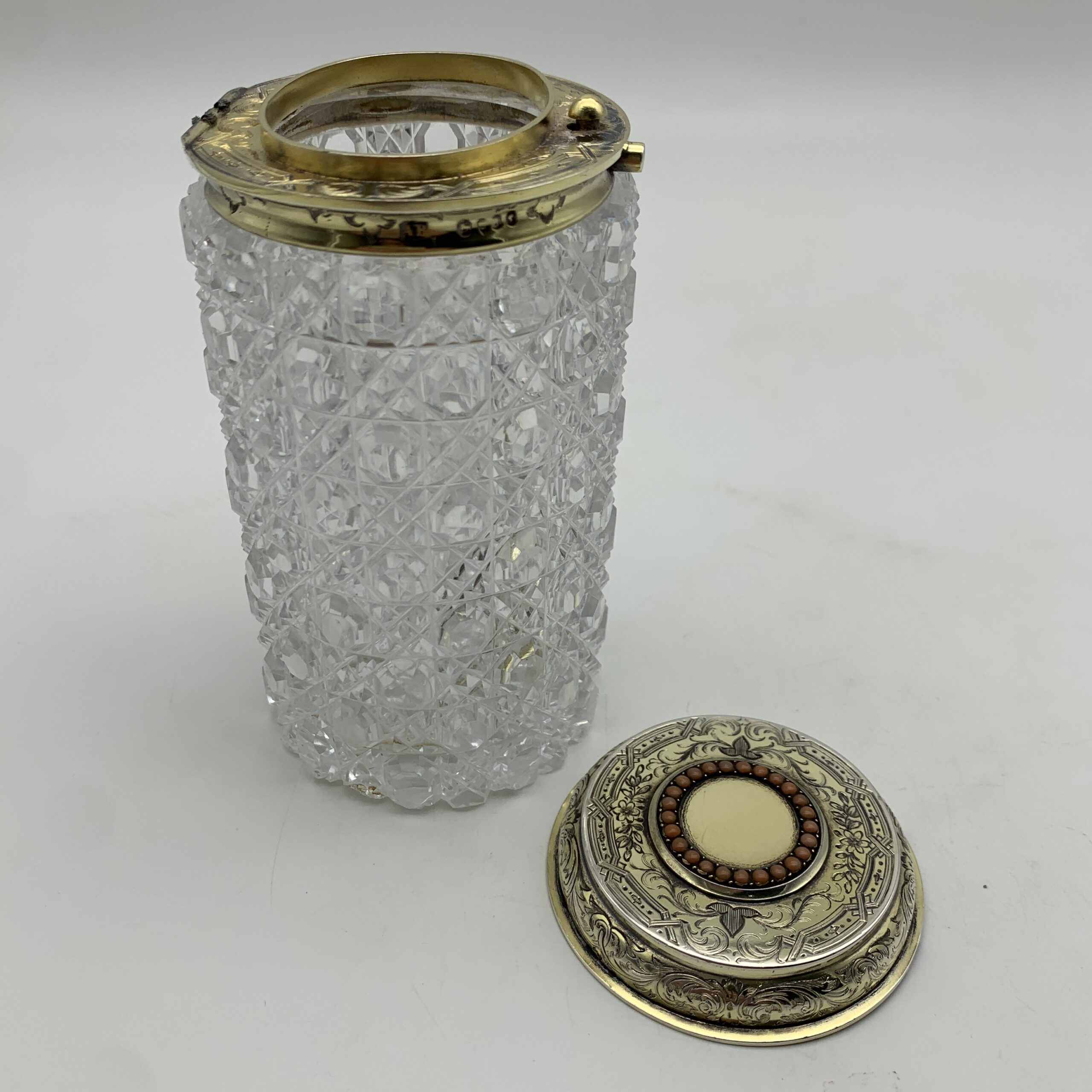 Fabulous Silver Gilt & Coral, Crystal Vanity Jar (1866) - Image 4