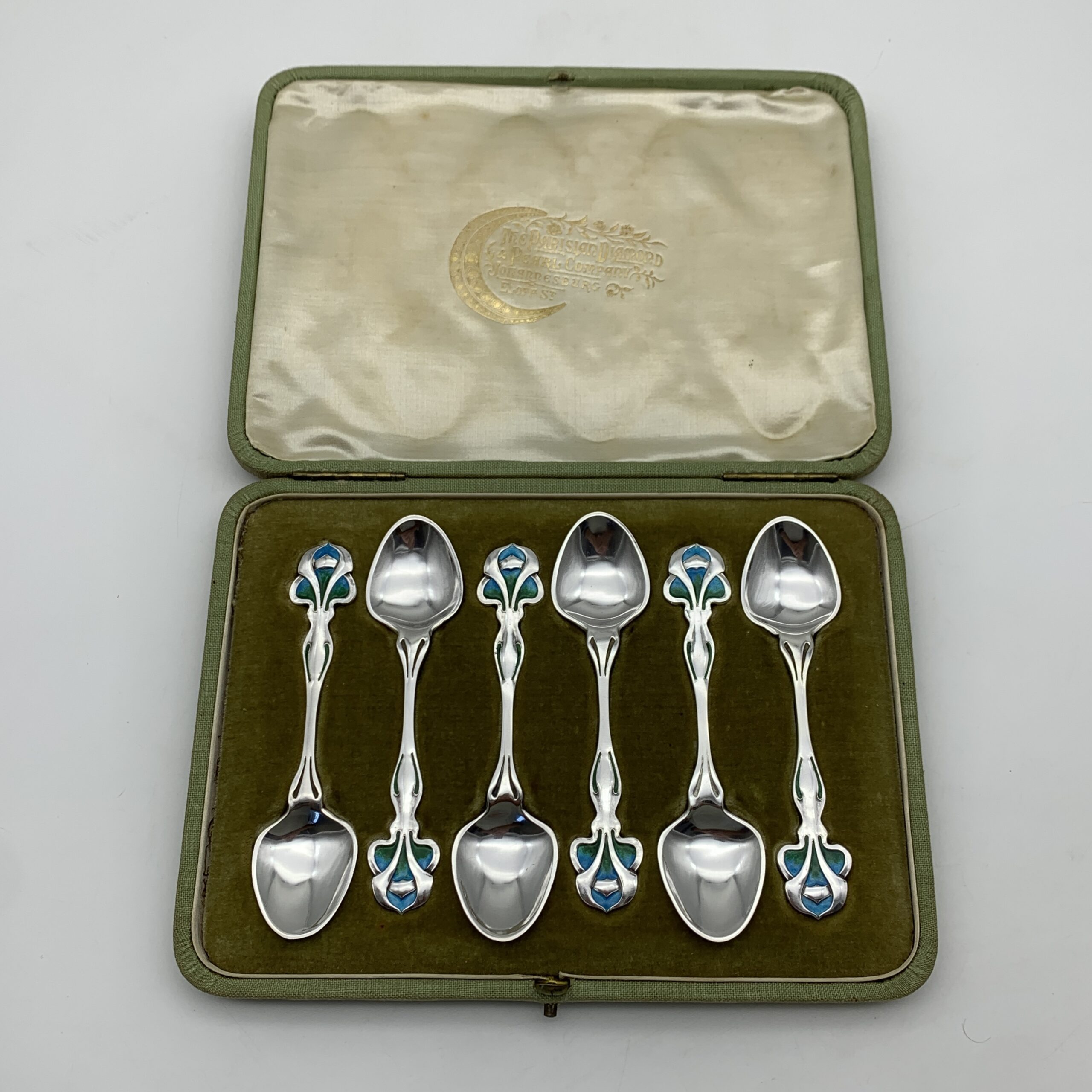 Cased Silver & Enamel ‘Arts & Crafts’ Teaspoons (W. Hutton & Sons – Kate Harris)