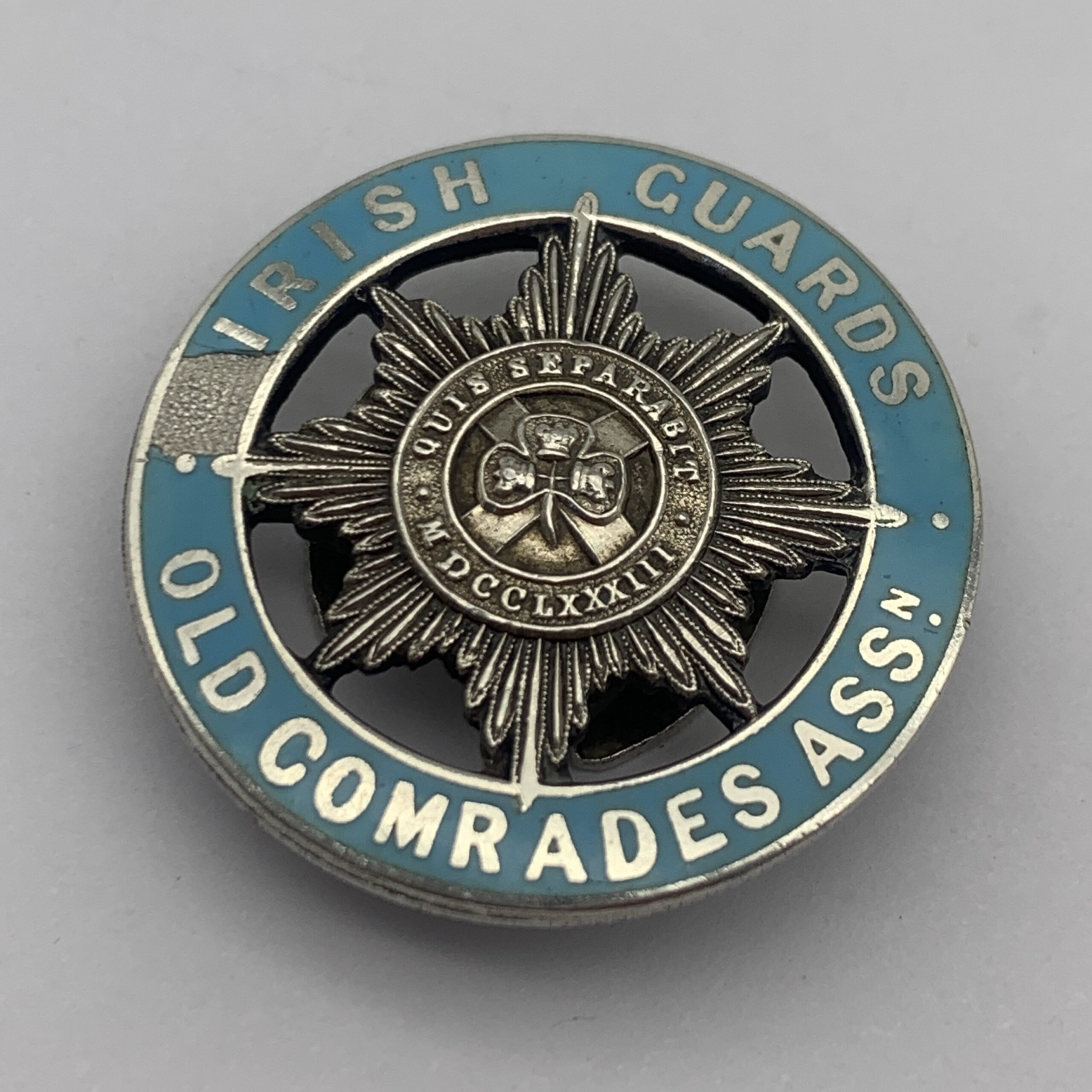 WW1 – Silver ‘Irish Guards Old Comrades Assn’ Numbered Badge (JR Gaunt)