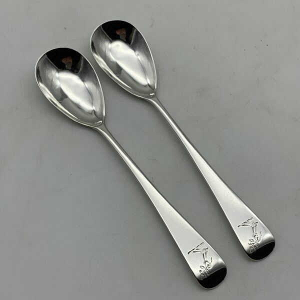 Antique Pair Of Large Irish Silver Mustard Spoons (1849)