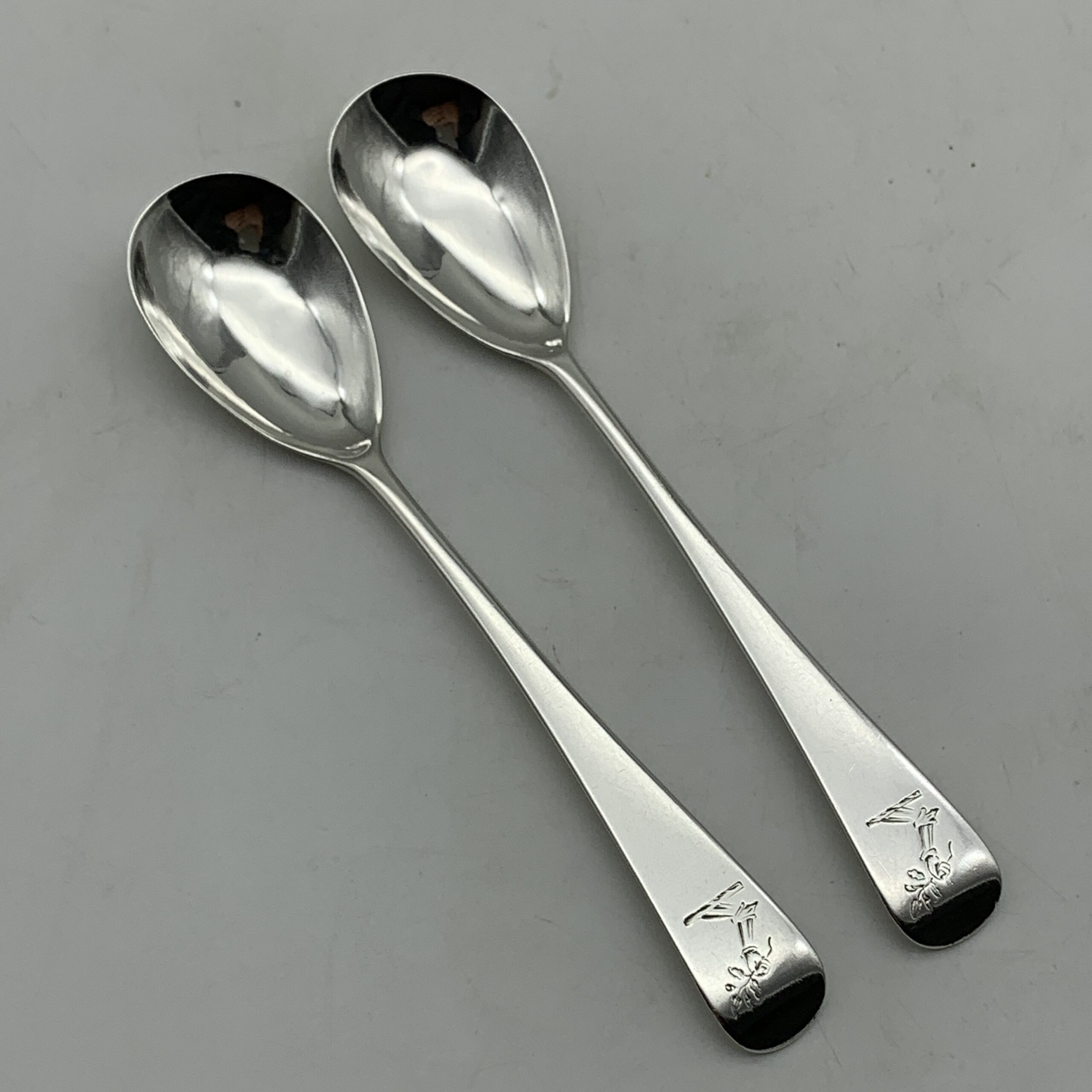 Antique Pair Of Large Irish Silver Mustard Spoons (1849)