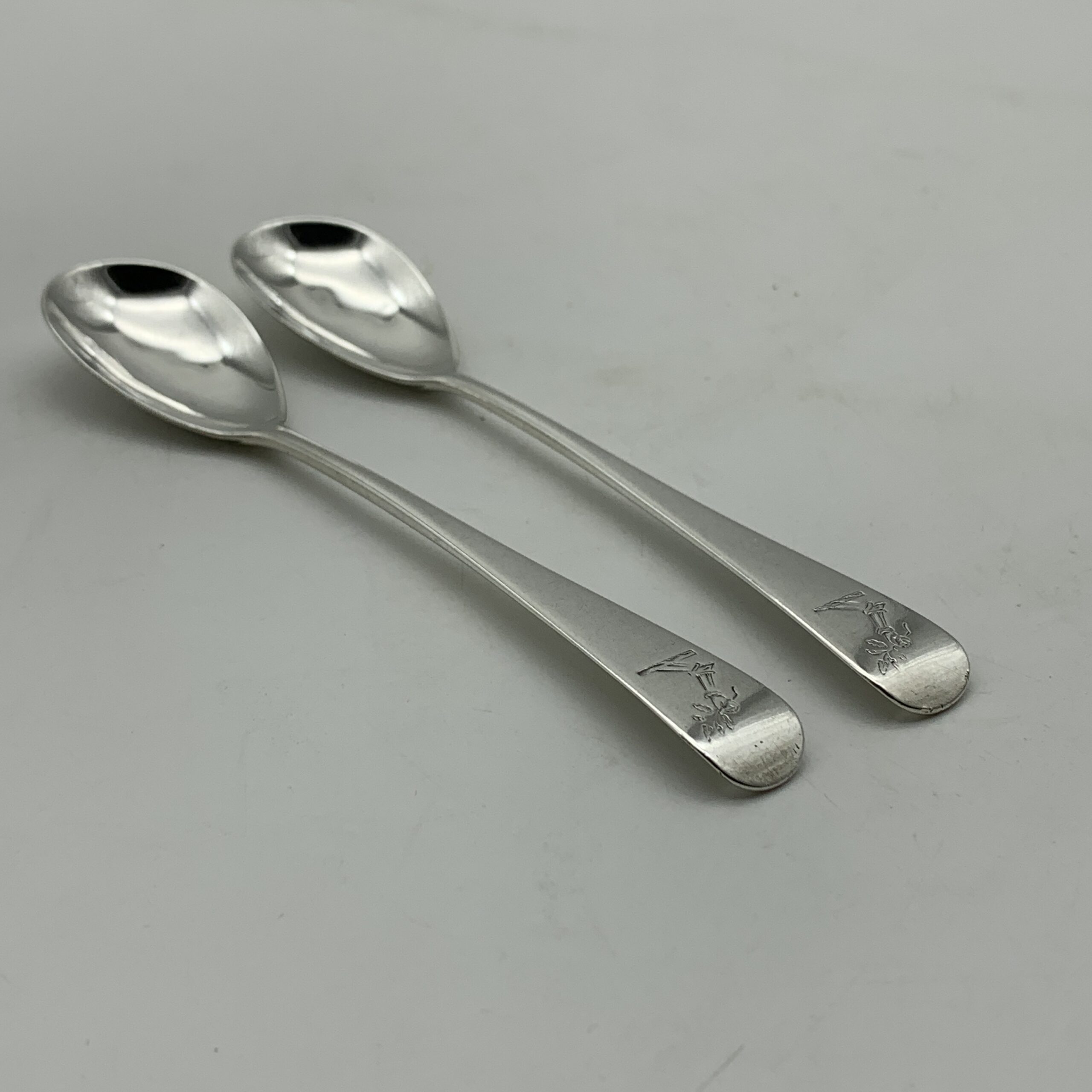 Antique Pair Of Large Irish Silver Mustard Spoons (1849) - Image 3