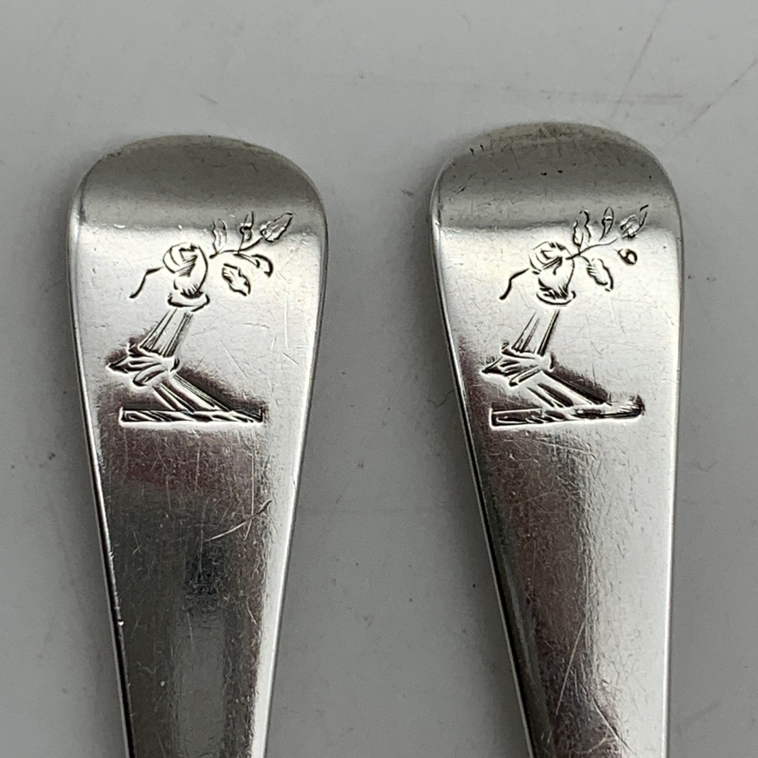 Antique Pair Of Large Irish Silver Mustard Spoons (1849) - Image 2