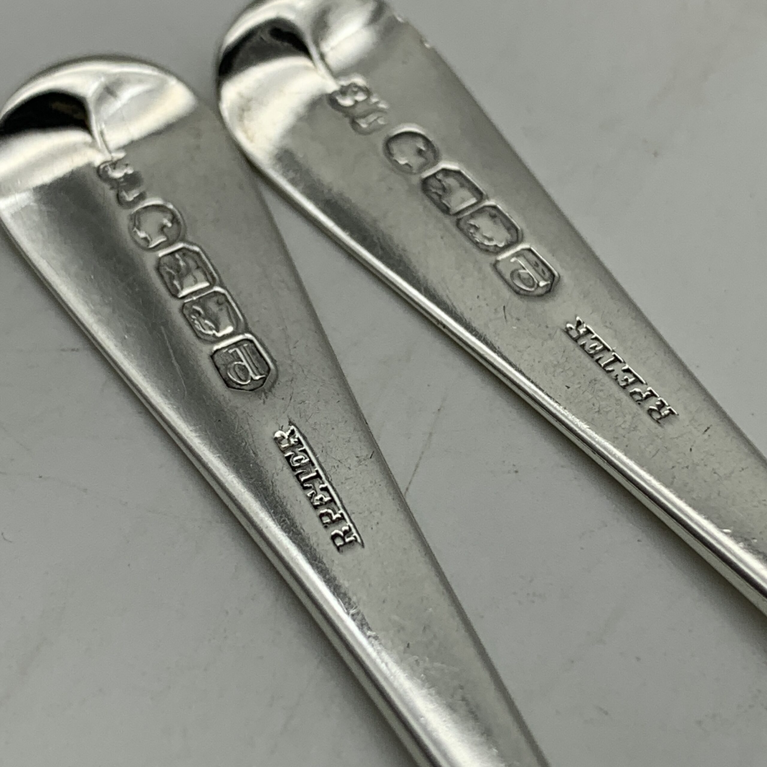 Antique Pair Of Large Irish Silver Mustard Spoons (1849) - Image 6