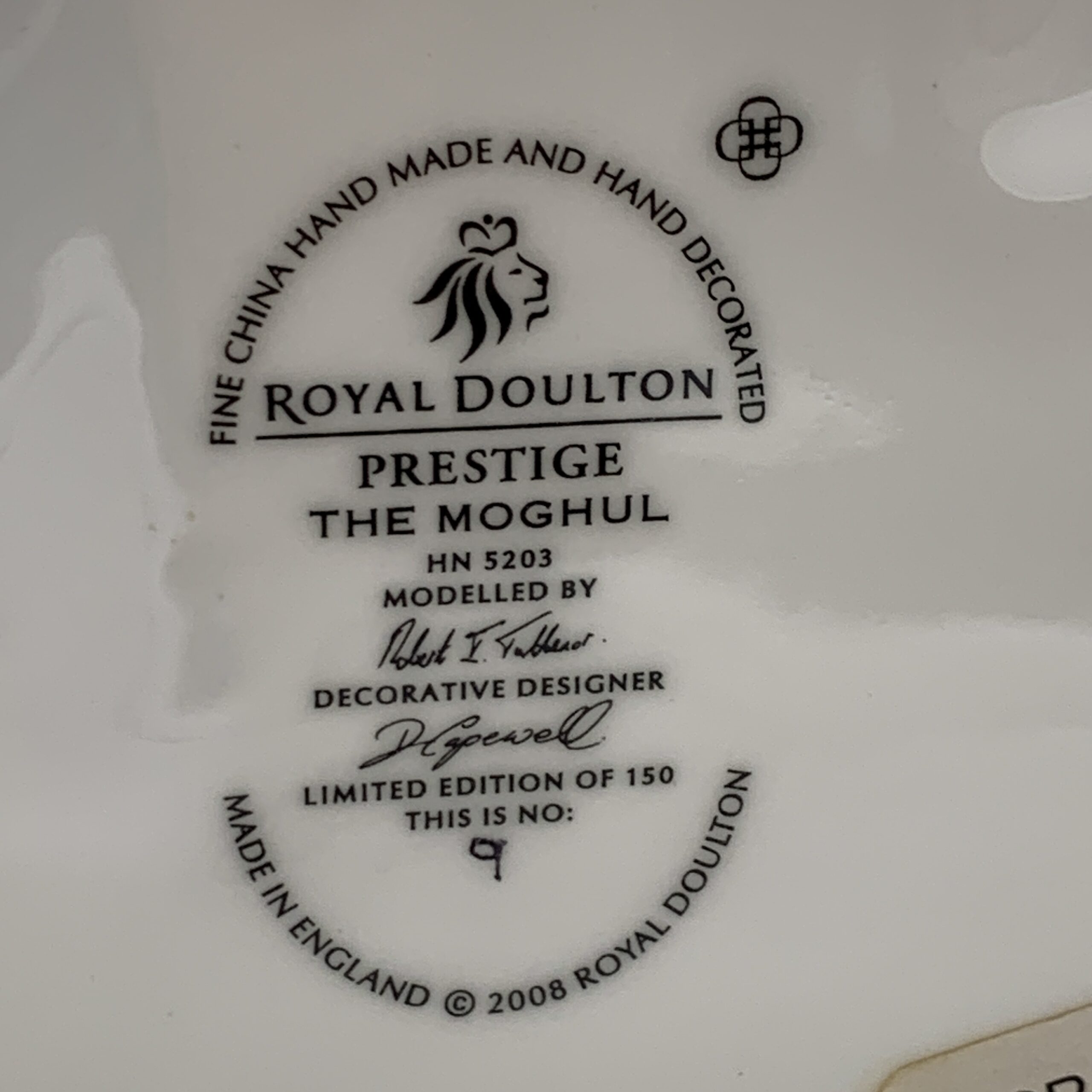 Very Rare Royal Doulton ‘The Moghul’ (HN5208) Figurine (Ltd. 9/150 - Signed By Michael Doulton) - Image 15
