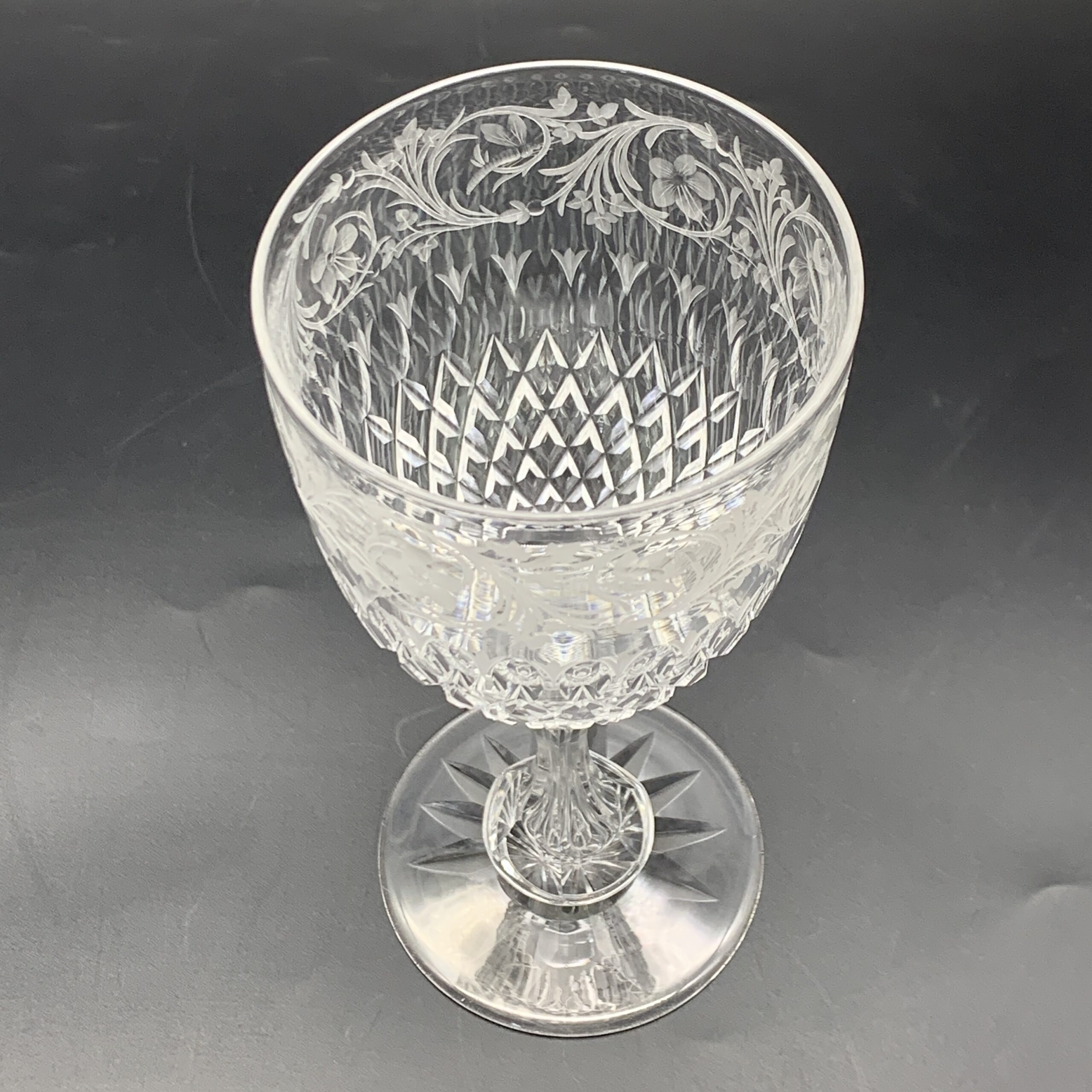 Wonderful Antique Engraved Cut-Crystal Wine Goblet (Stourbridge Glass) - Image 8