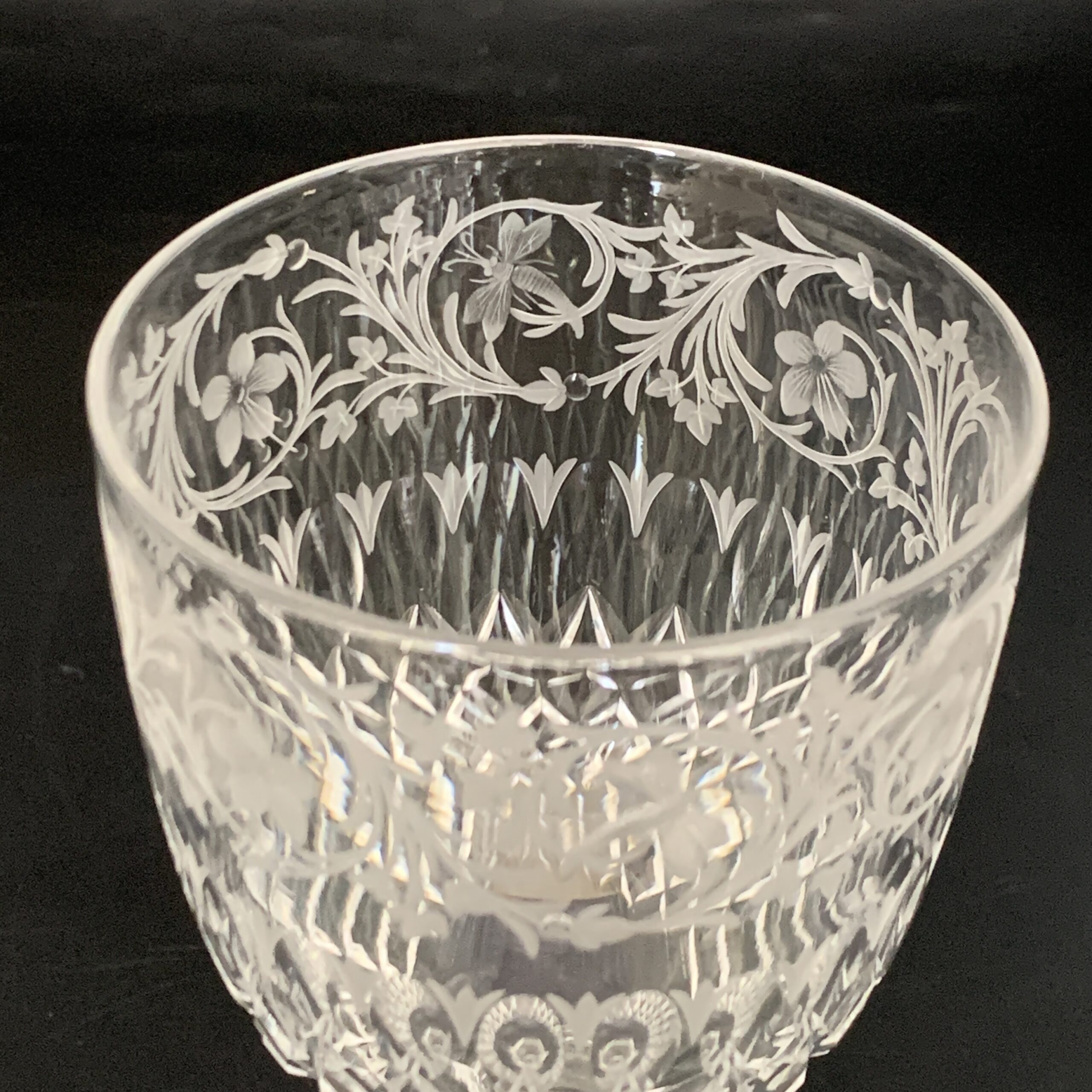 Wonderful Antique Engraved Cut-Crystal Wine Goblet (Stourbridge Glass) - Image 6