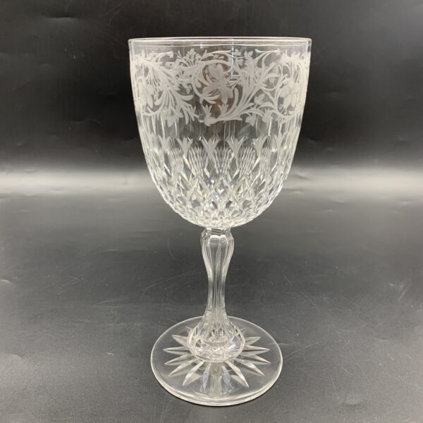 Wonderful Antique Engraved Cut-Crystal Wine Goblet (Stourbridge Glass)