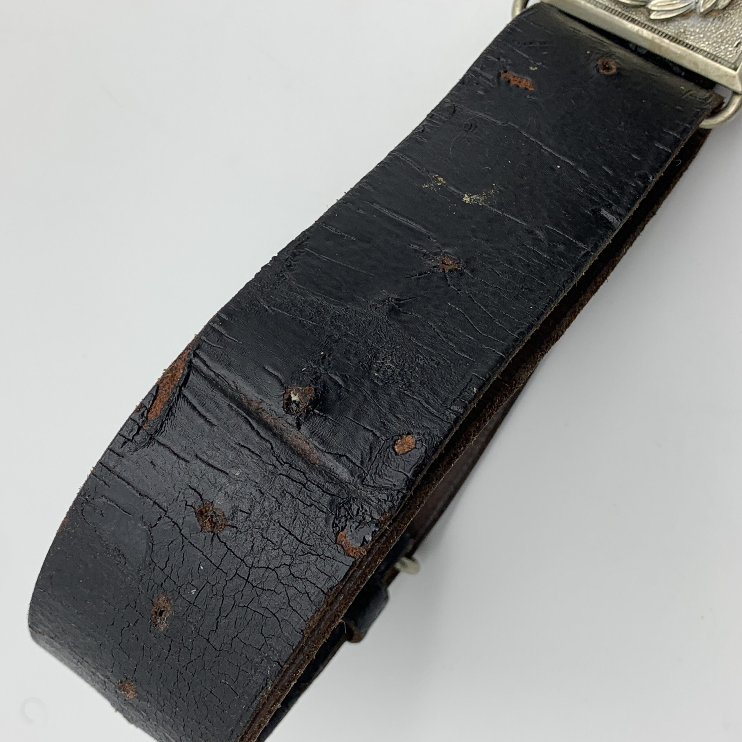 WW1/2 - British Army Officers Leather Belt With Buckle - Image 10