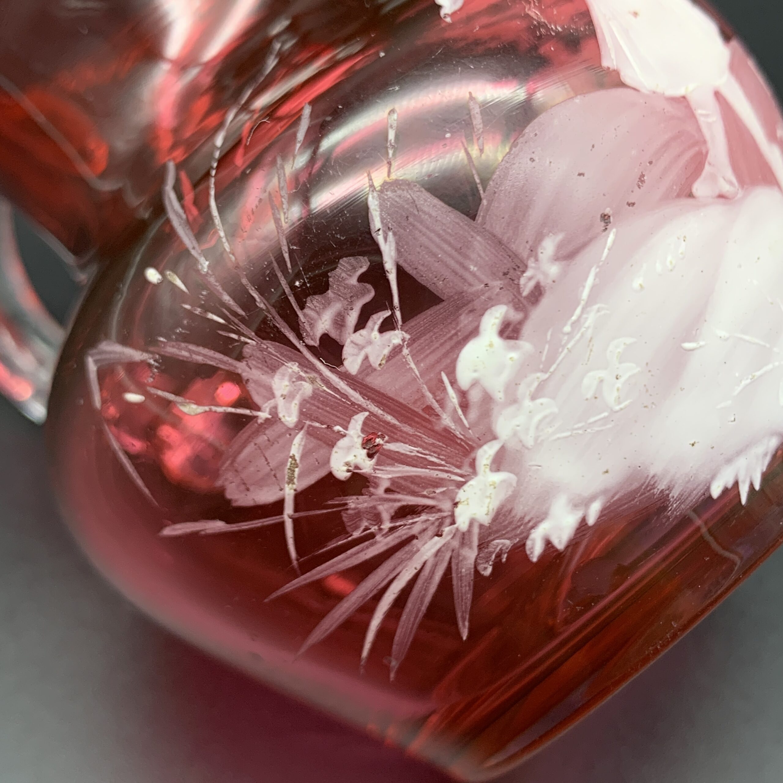 Antique ‘Mary Gregory’ Cranberry Glass Cream Jug - Image 6