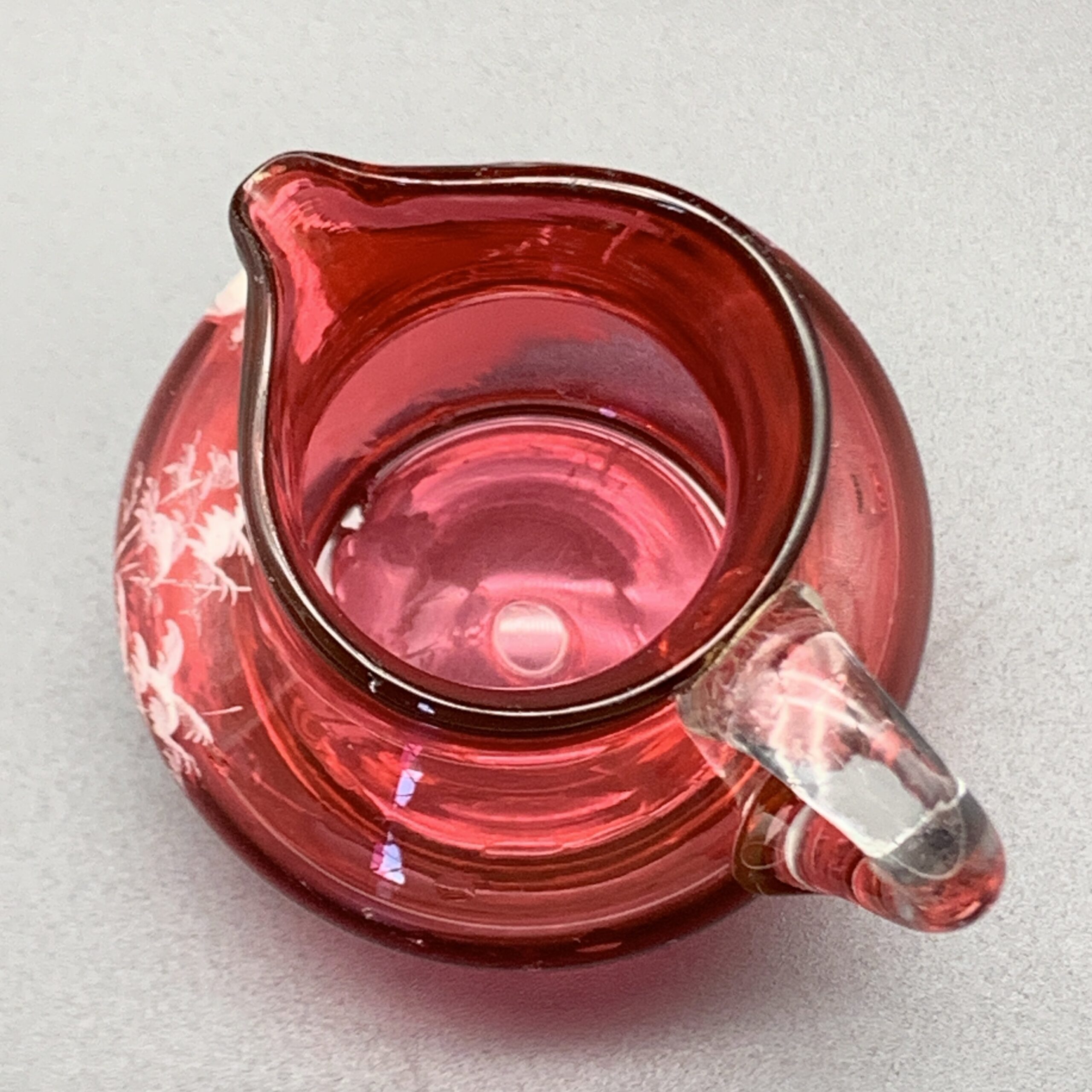Antique ‘Mary Gregory’ Cranberry Glass Cream Jug - Image 9