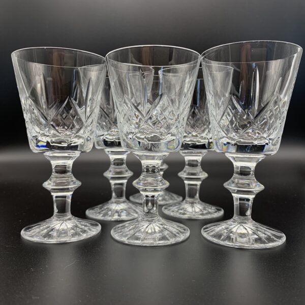 Six Vintage Cut-Crystal Sherry Glasses