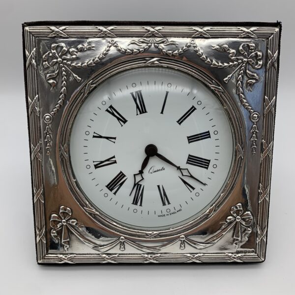 Lovely Vintage Sterling Silver Table Clock