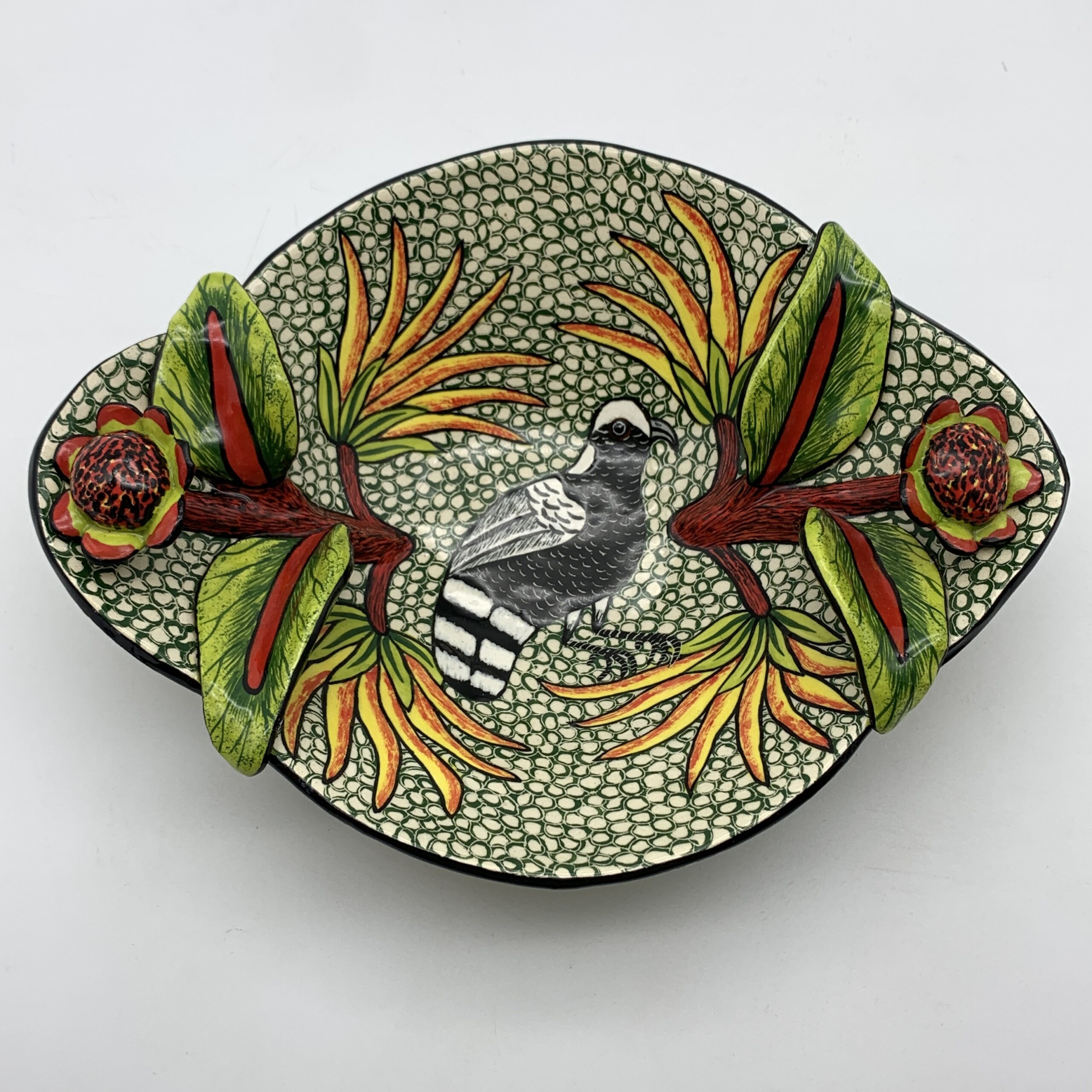 Hand Painted Ardmore Ceramic ‘Bird & Floral’ Bowl