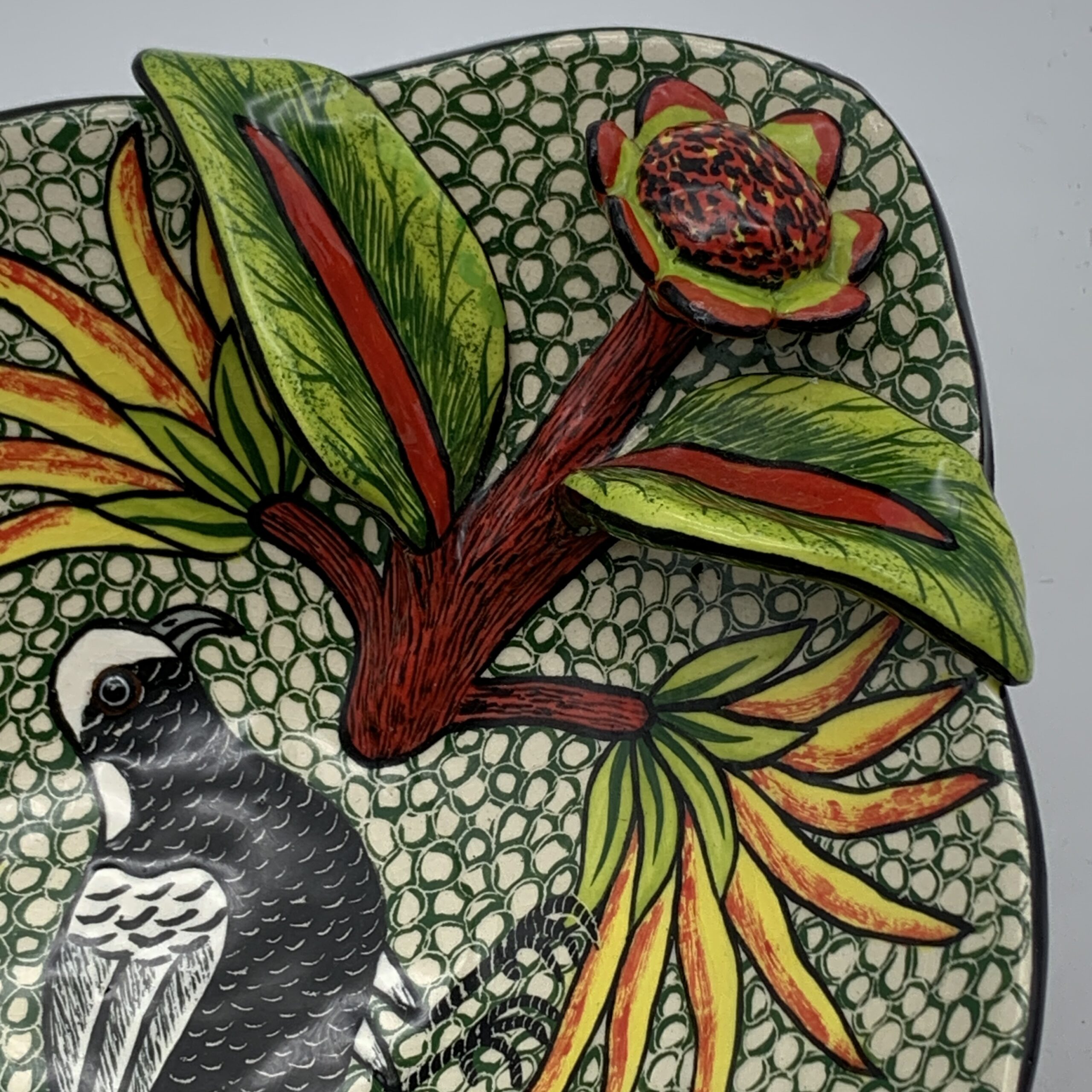 Hand Painted Ardmore Ceramic ‘Bird & Floral’ Bowl - Image 5