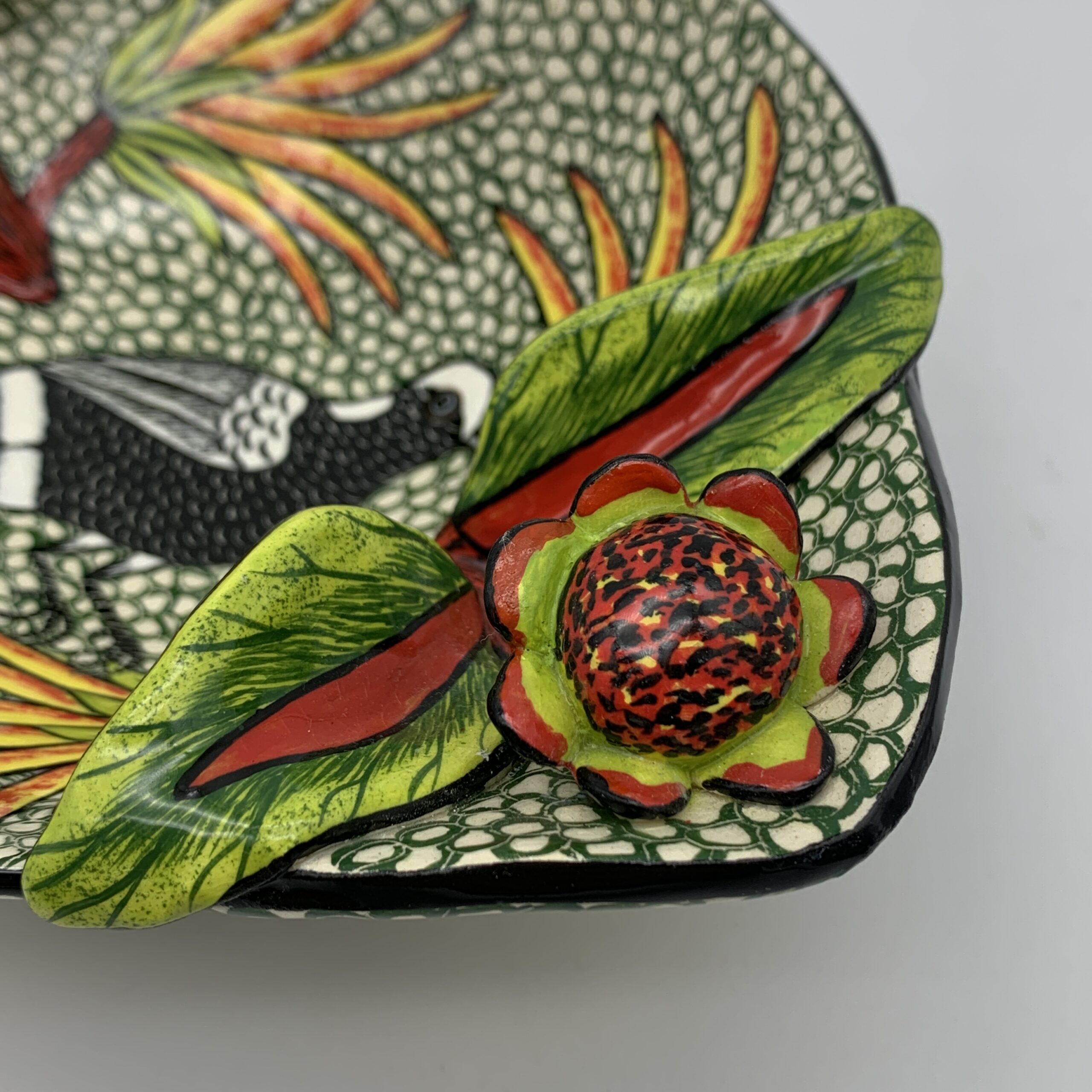 Hand Painted Ardmore Ceramic ‘Bird & Floral’ Bowl - Image 8