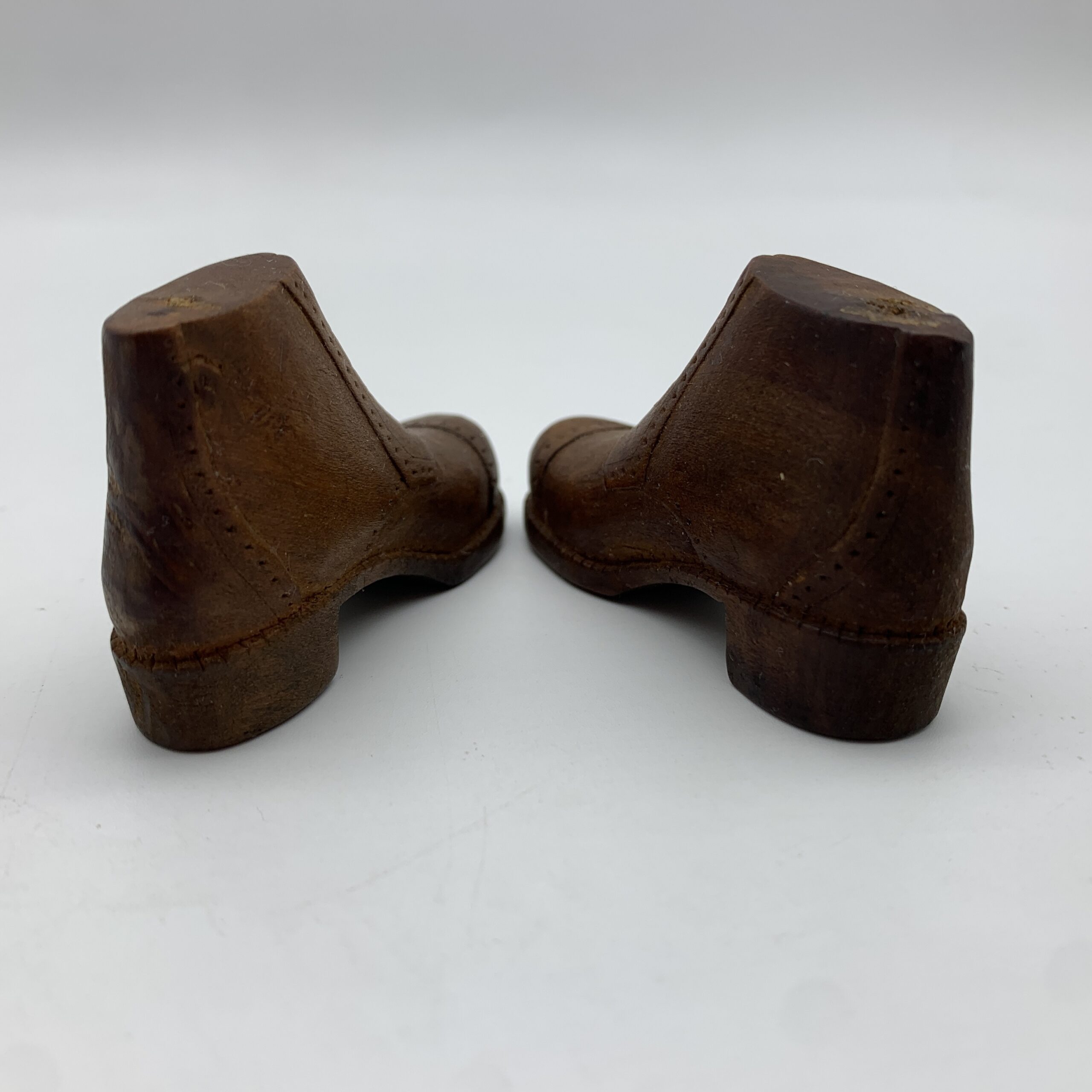 Trench Art/POW - Small Pair of Hand Carved Wooden Shoes - Image 8