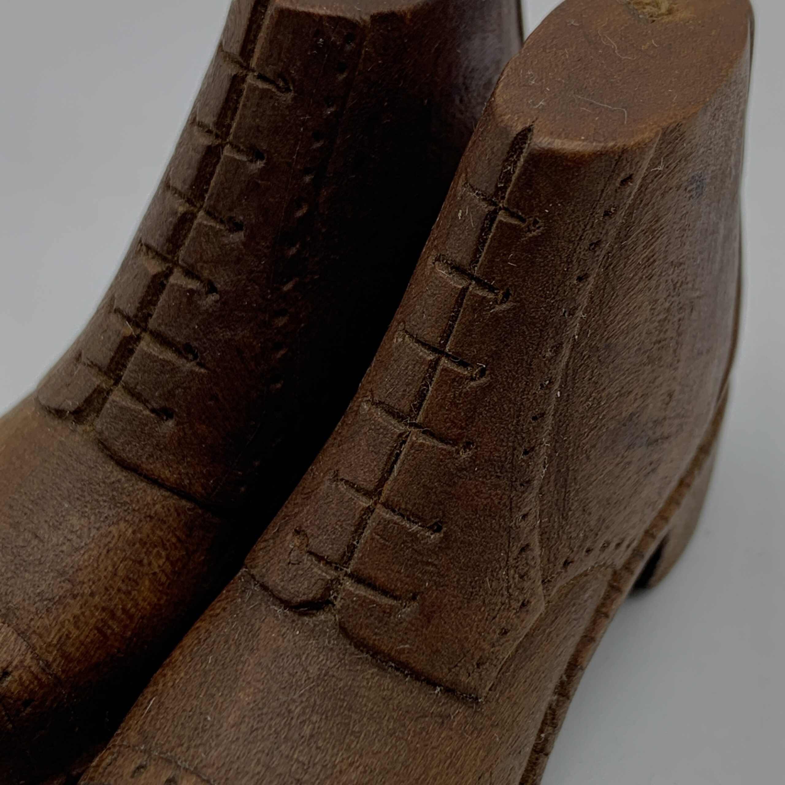 Trench Art/POW - Small Pair of Hand Carved Wooden Shoes - Image 5