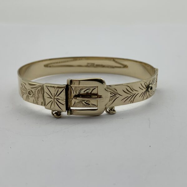Vintage 9ct Solid Gold ‘Belt Buckle’ Bangle/Bracelet
