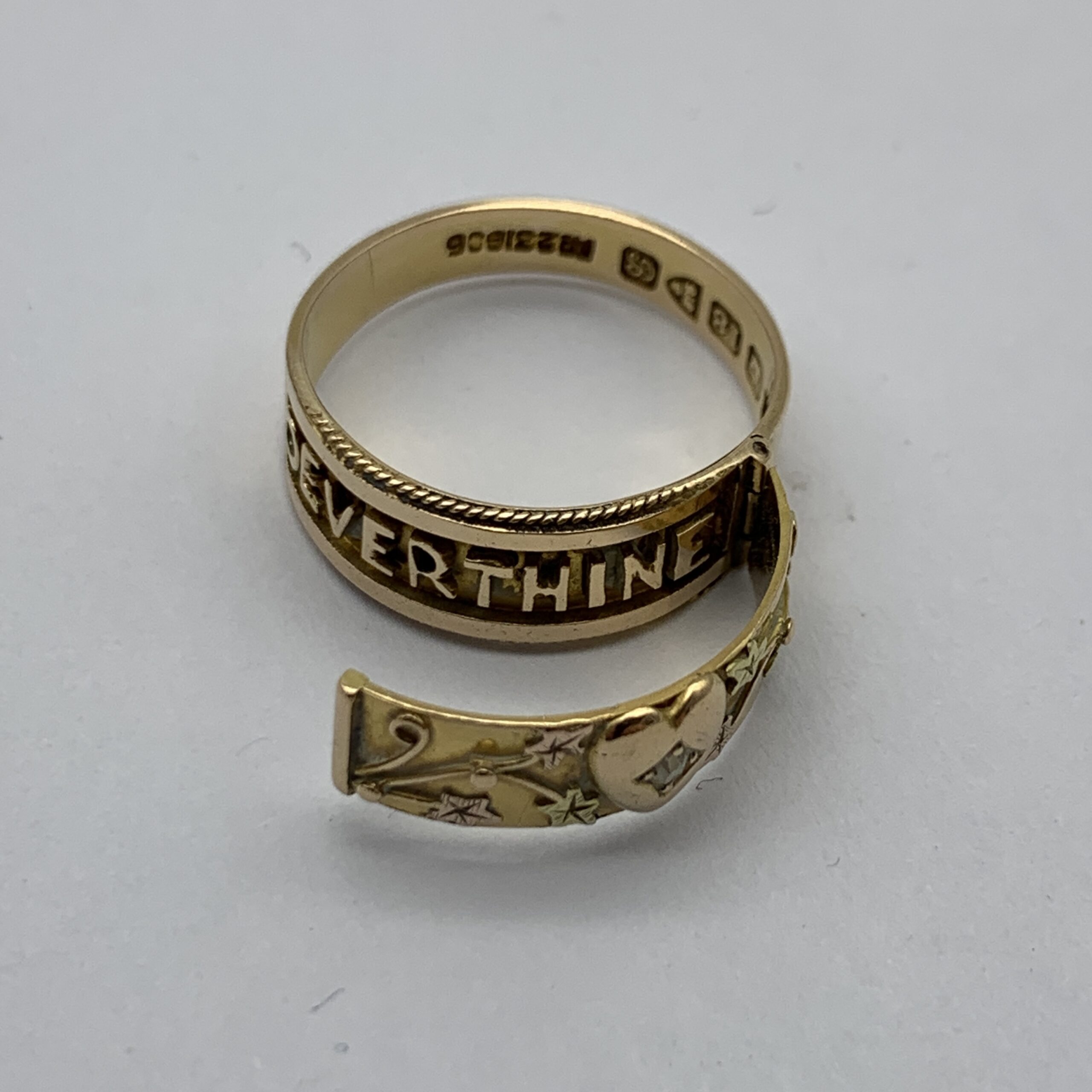 Antique 18ct Gold ‘EVERTHINE’ Diamond Sweetheart Ring (Hidden Message) - Image 9