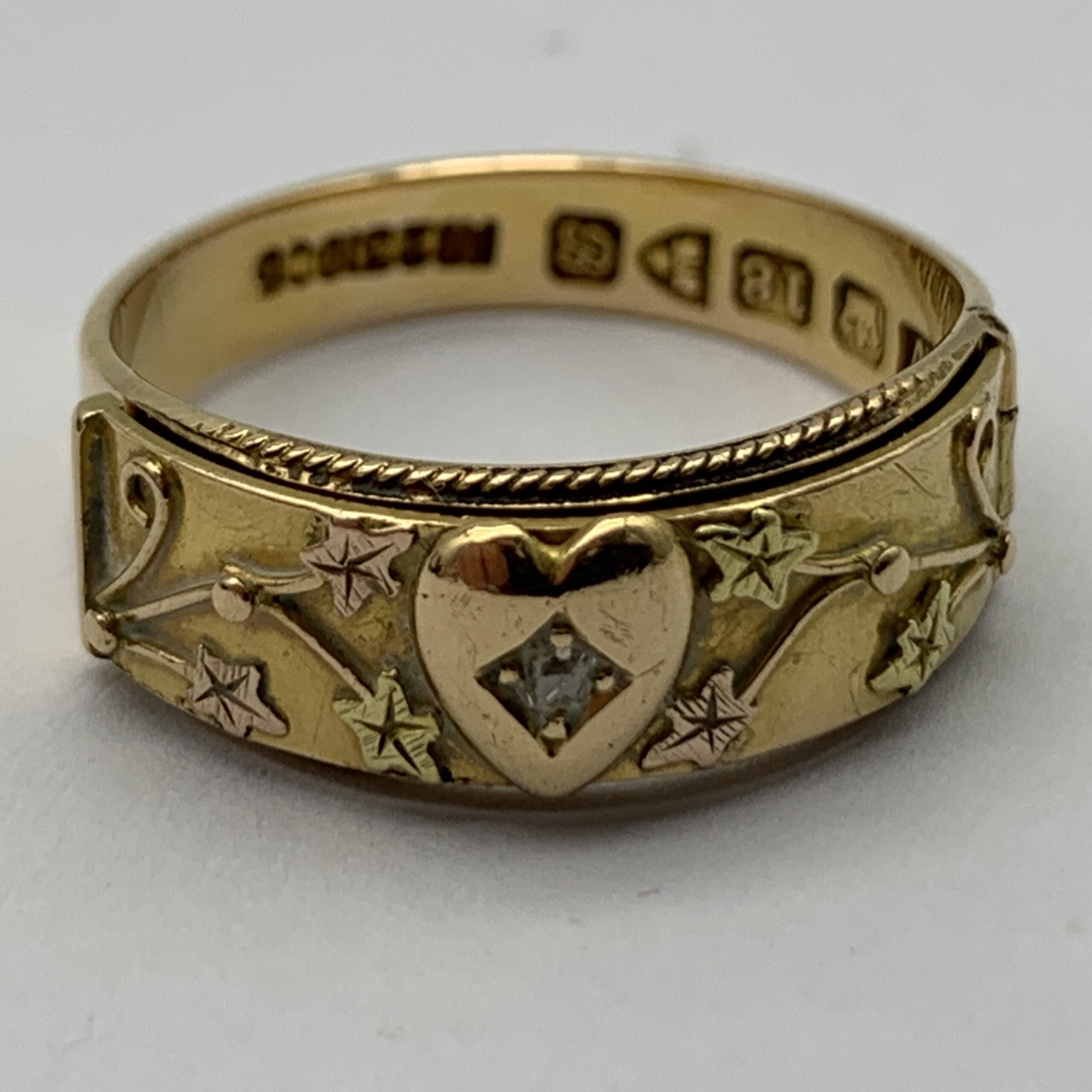 Antique 18ct Gold ‘EVERTHINE’ Diamond Sweetheart Ring (Hidden Message)