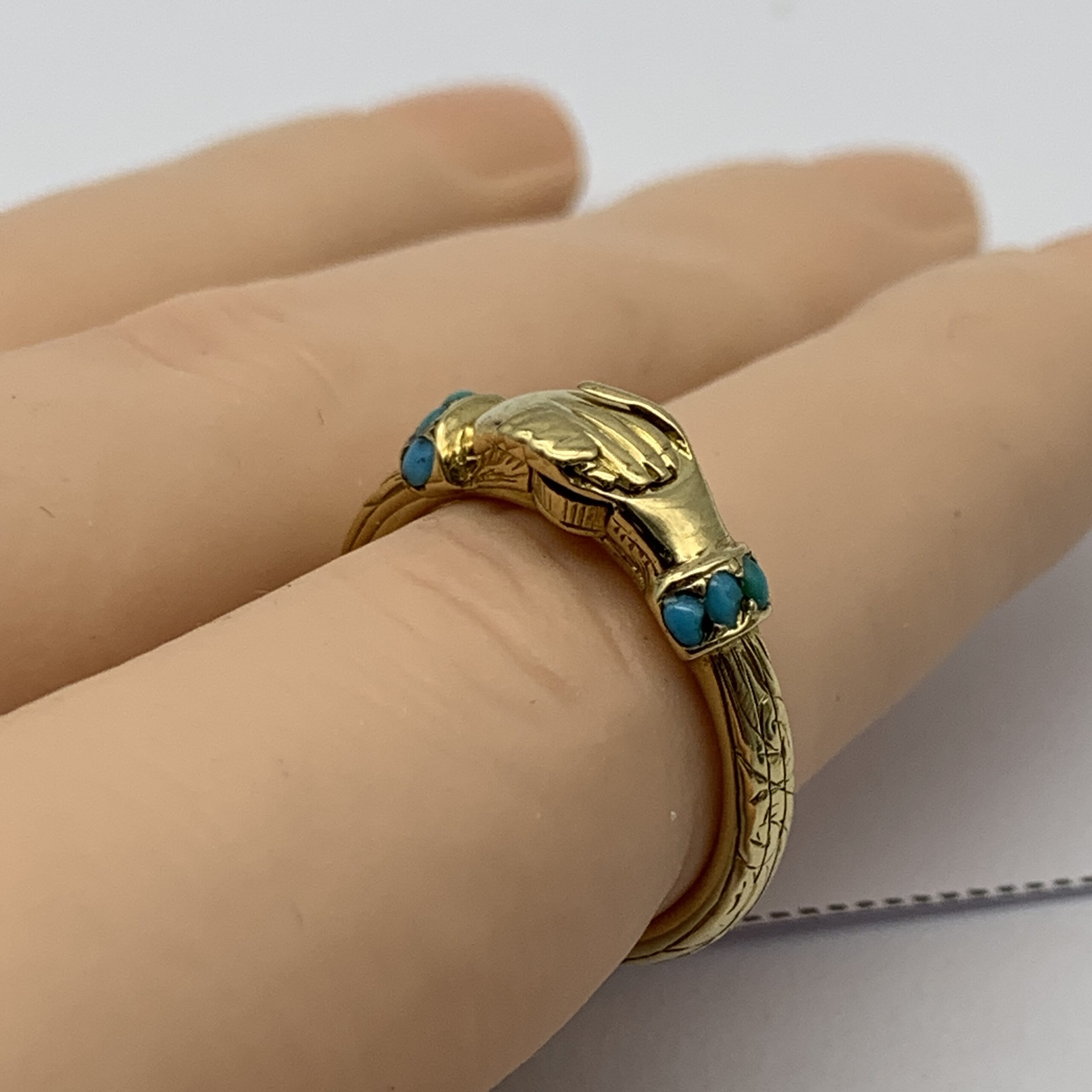 Antique 18ct Gold ‘Fede Gimmel’ or ‘Claddagh’ Ring - Image 9