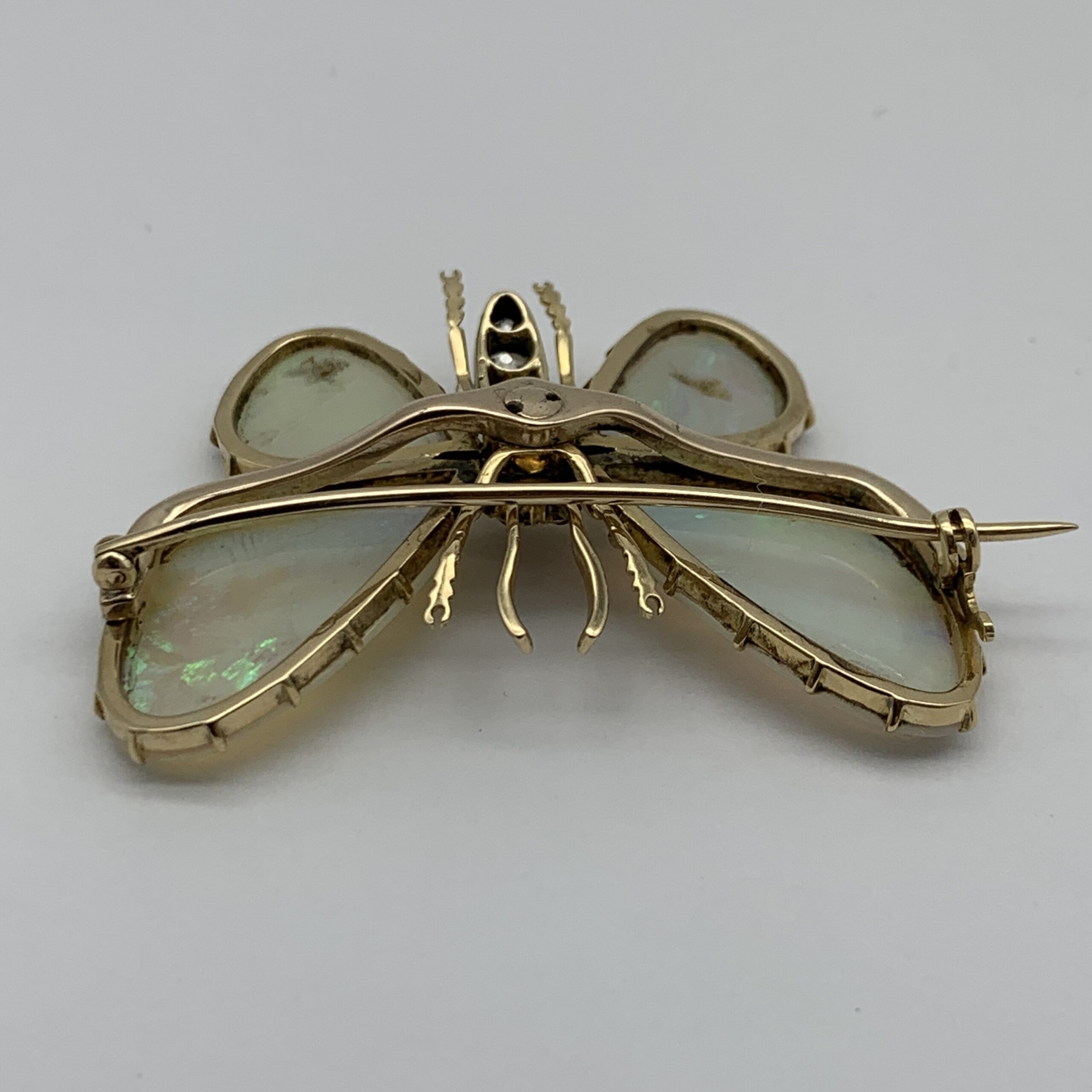 Victorian 14ct Gold, Opal, Diamond & Ruby ‘Butterfly’ Brooch - Image 9