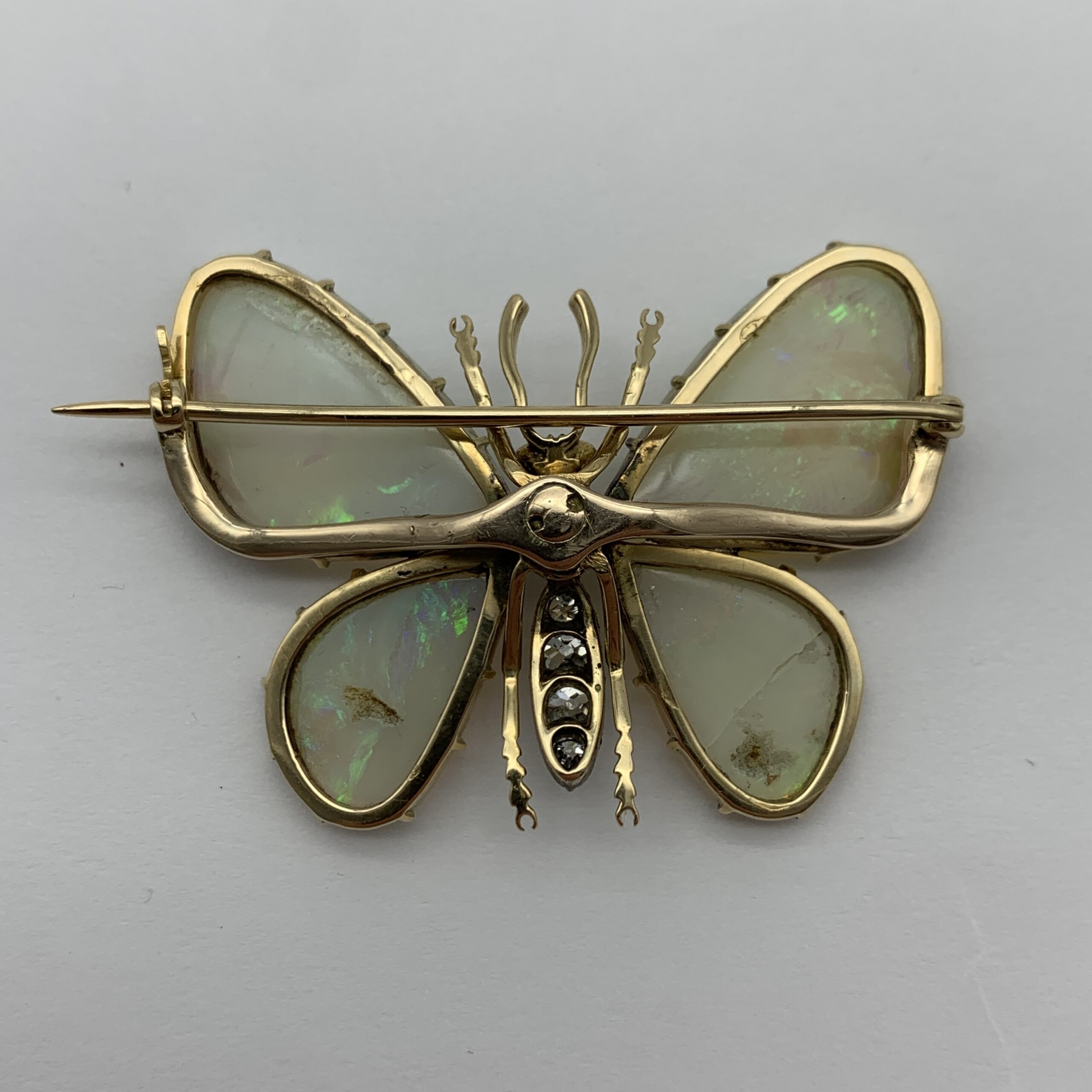Victorian 14ct Gold, Opal, Diamond & Ruby ‘Butterfly’ Brooch - Image 8