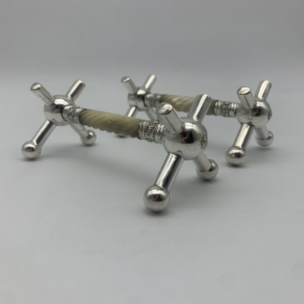 Antique Pair of Silver-Plate & Mother of Pearl Knife Rests